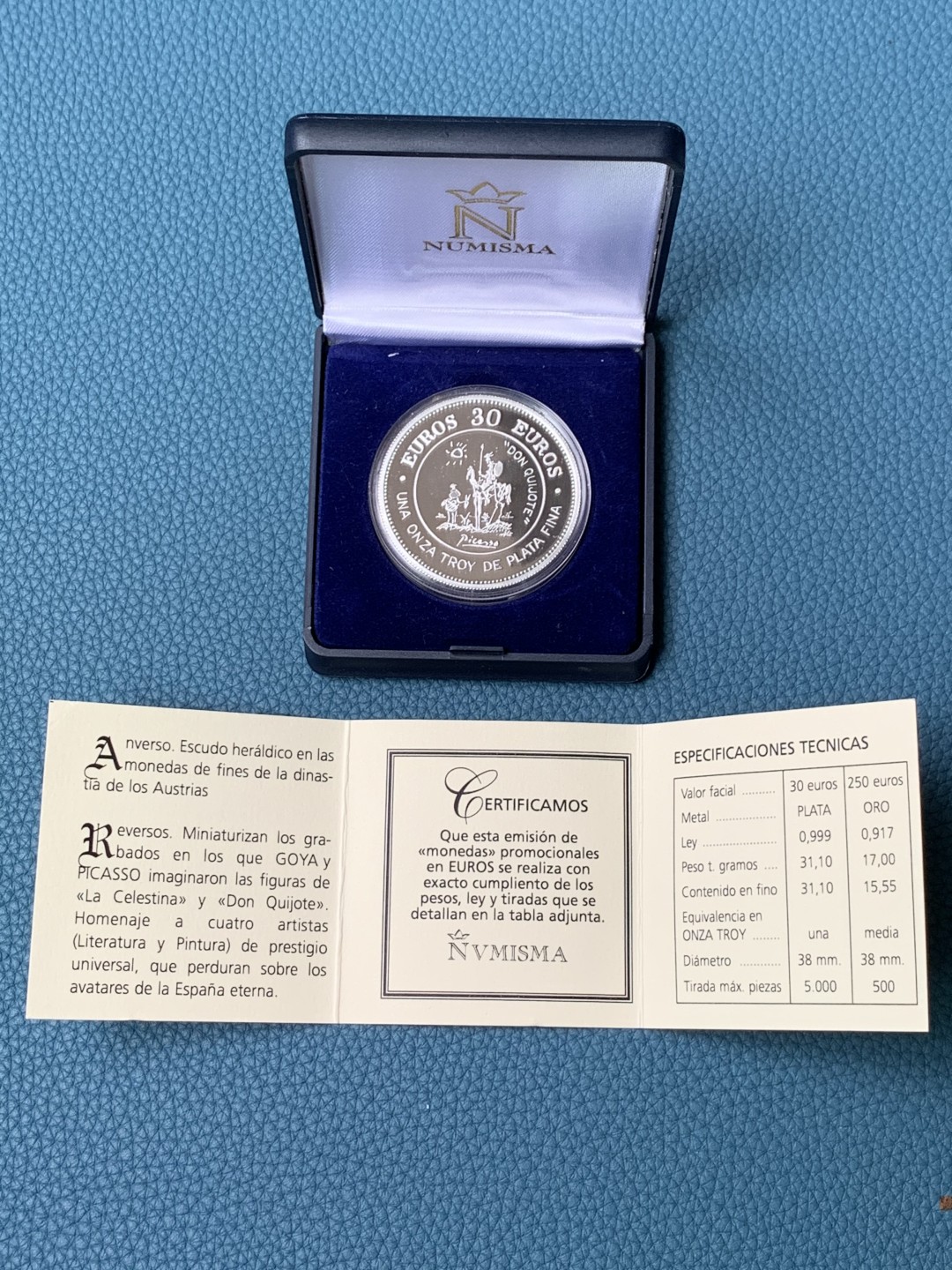 《竞宝斋》第154场-周日，周一，周四 3场 (全场包邮) 西班牙1998年 唐吉歌德 1盎司精制 大银章 罕见