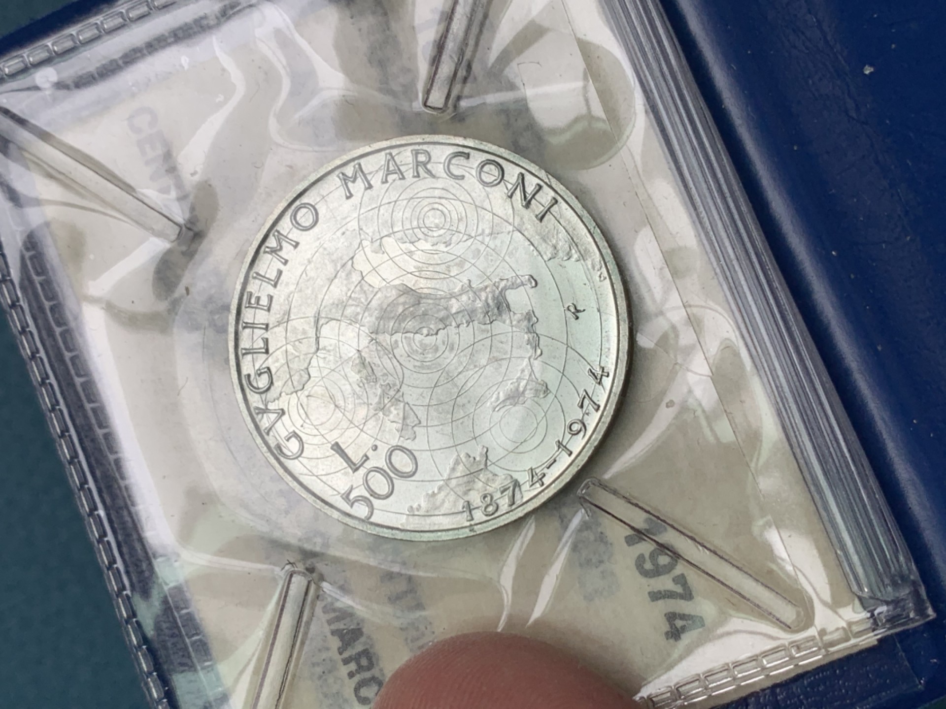 《竞宝斋》第154场-周日，周一，周四 3场 (全场包邮) 意大利1974年 地图 500里拉银币