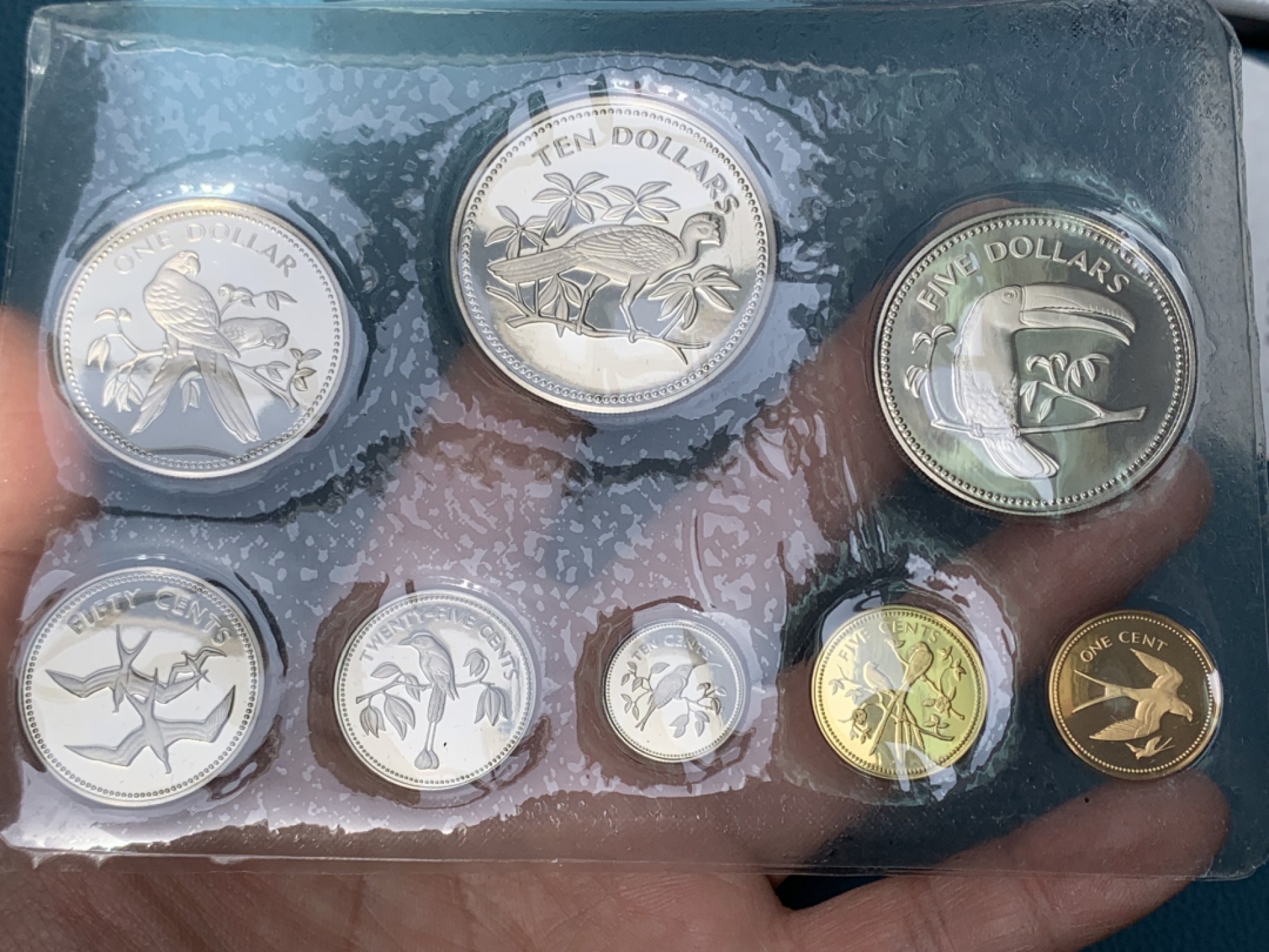 《竞宝斋》第154场-周日，周一，周四 3场 (全场包邮) 伯利兹1974年 八枚套精制币 其中六枚都是银币