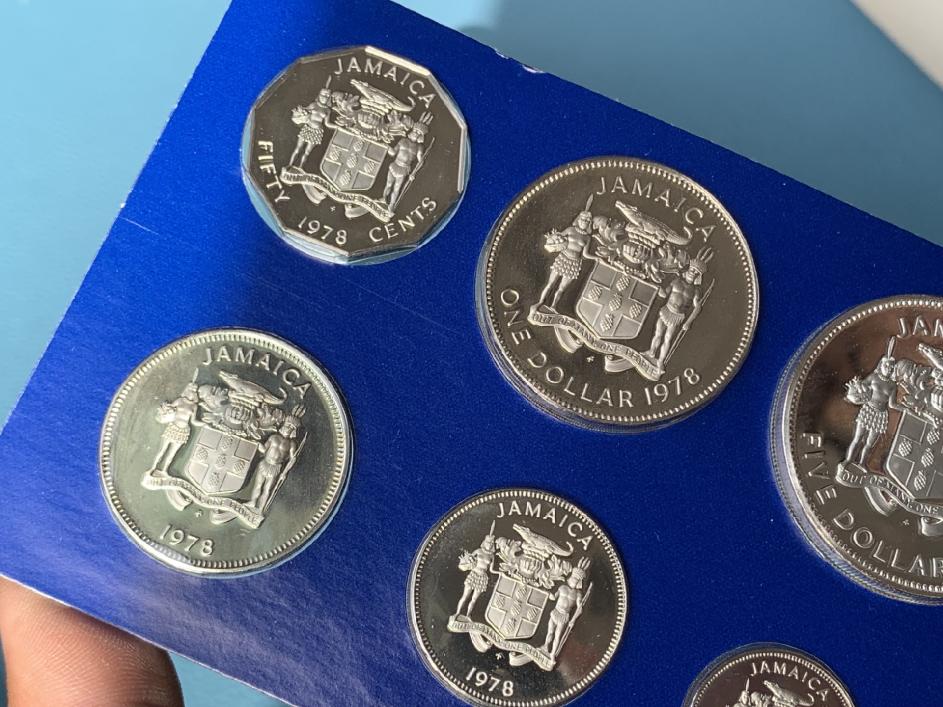 《竞宝斋》第154场-周日，周一，周四 3场 (全场包邮) 牙买加 1978年 九枚套精制币 其中最大两枚都是银币