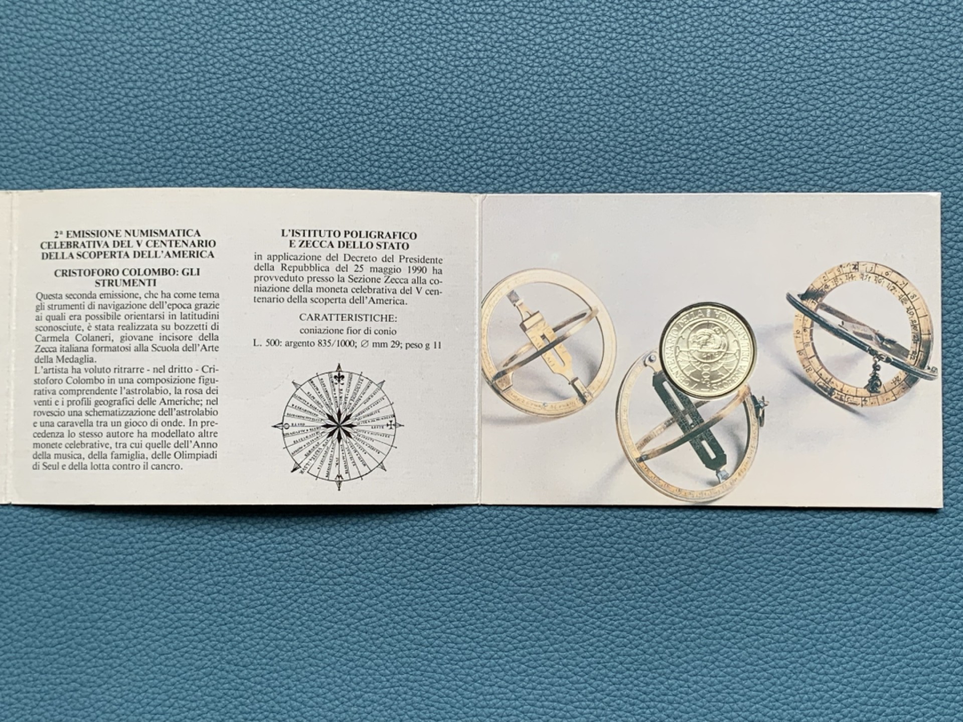 《竞宝斋》第154场-周日，周一，周四 3场 (全场包邮) 卡装 意大利1990年 哥伦布 500里拉银币 