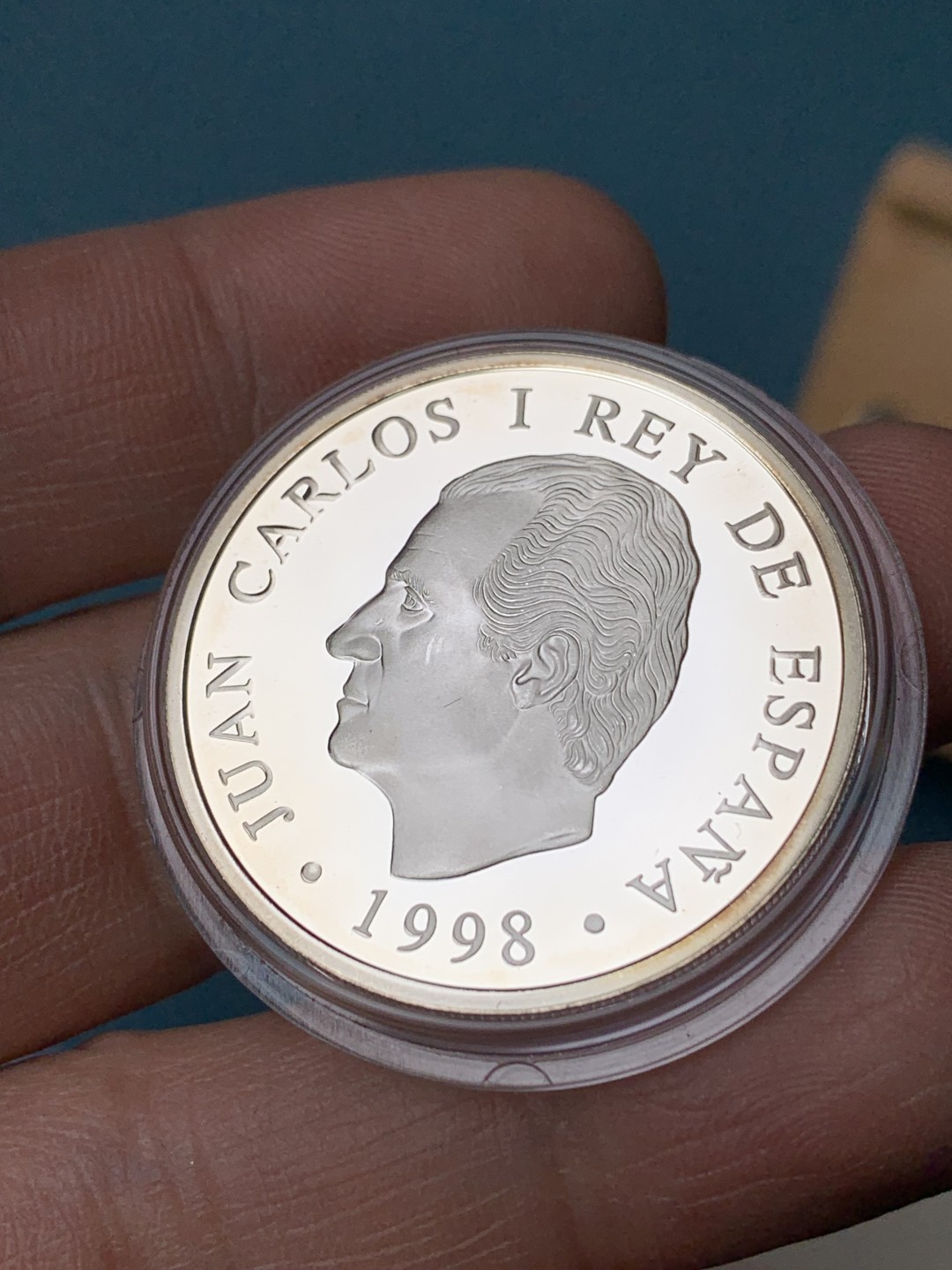 《竞宝斋》第154场-周日，周一，周四 3场 (全场包邮) 西班牙1998年 宪法1000比塞塔精制银币