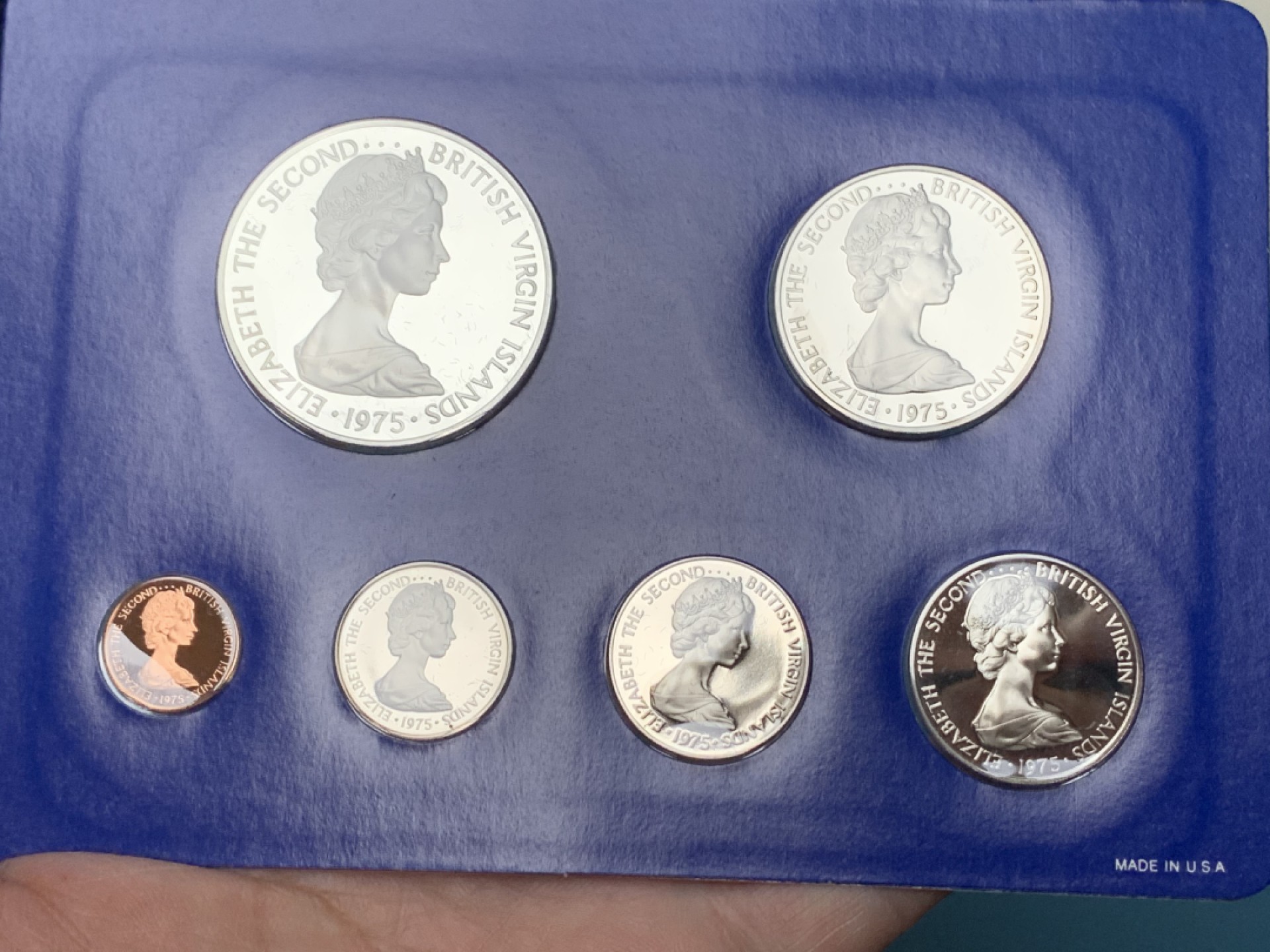 《竞宝斋》第154场-周日，周一，周四 3场 (全场包邮) 维京群岛1975年 珍惜鸟类 六枚套封装套币 其中最大一枚是银币