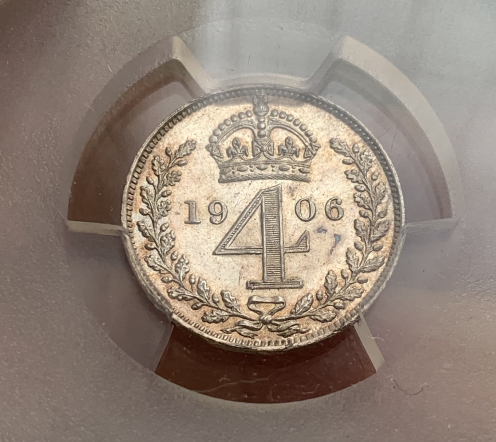 瓶子🏺第87期拍卖会 1906年英国爱德华七世濯足节4便士（MS-64PL）