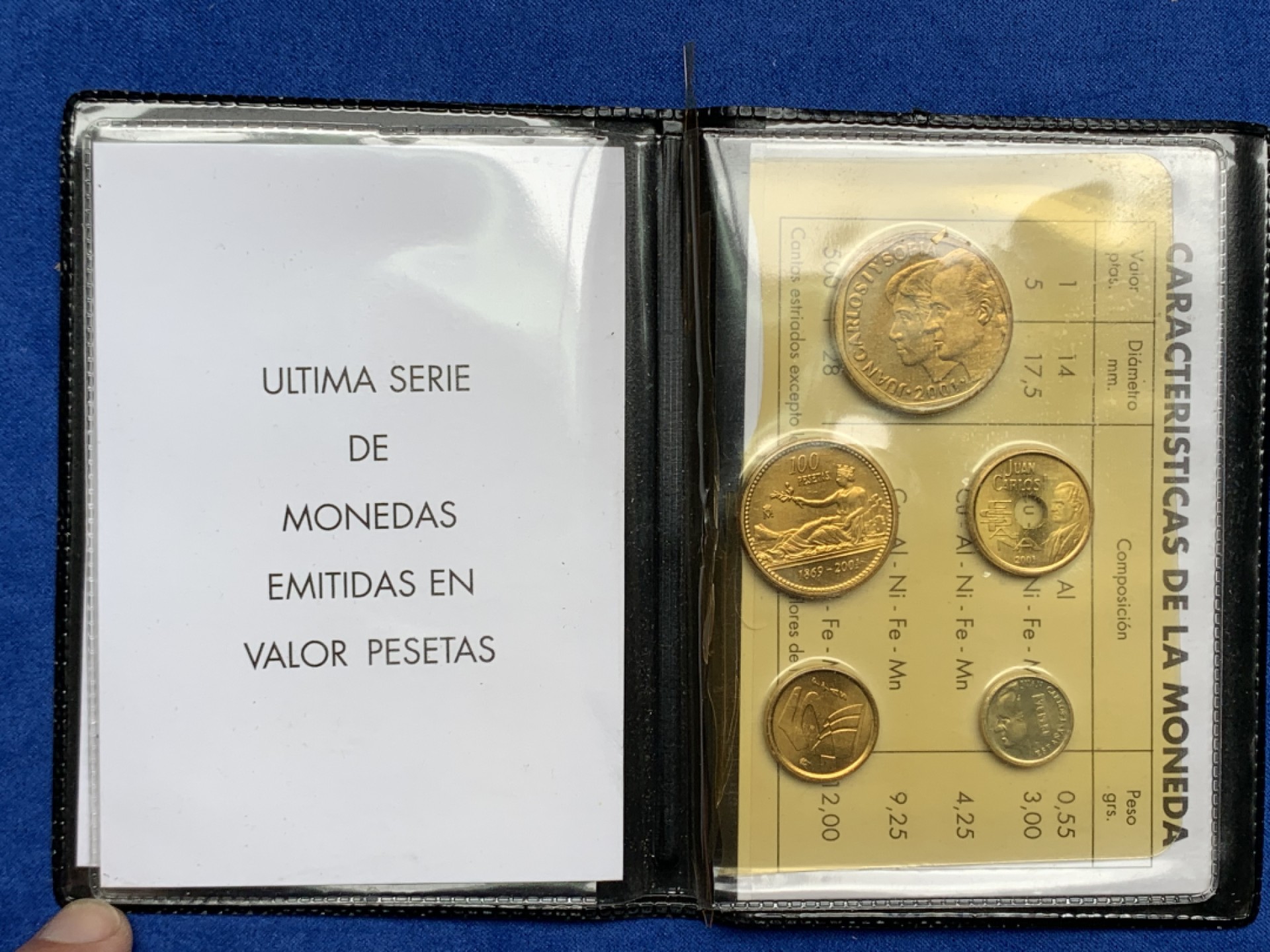 《竞宝斋》第154场-周日，周一，周四 3场 (全场包邮) 西班牙 胡安卡洛斯一世2001年 最后一组比塞塔 五枚套 好品如图