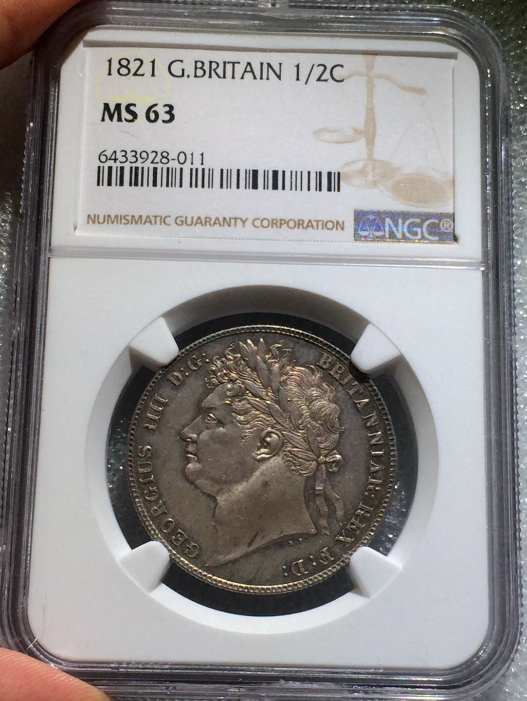 方圆集藏第三期专场 11238-NGC63英国1821年乔治四世半克朗银币