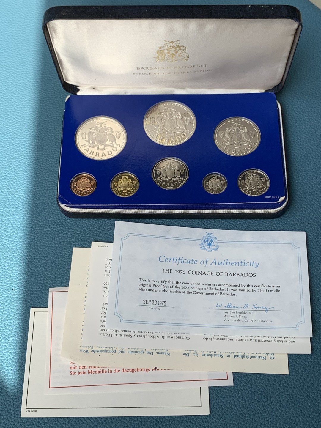 《竞宝斋》第154场-周日，周一，周四 3场 (全场包邮) 巴巴多斯 1975年 八枚套精制币 其中两枚大的都是银币