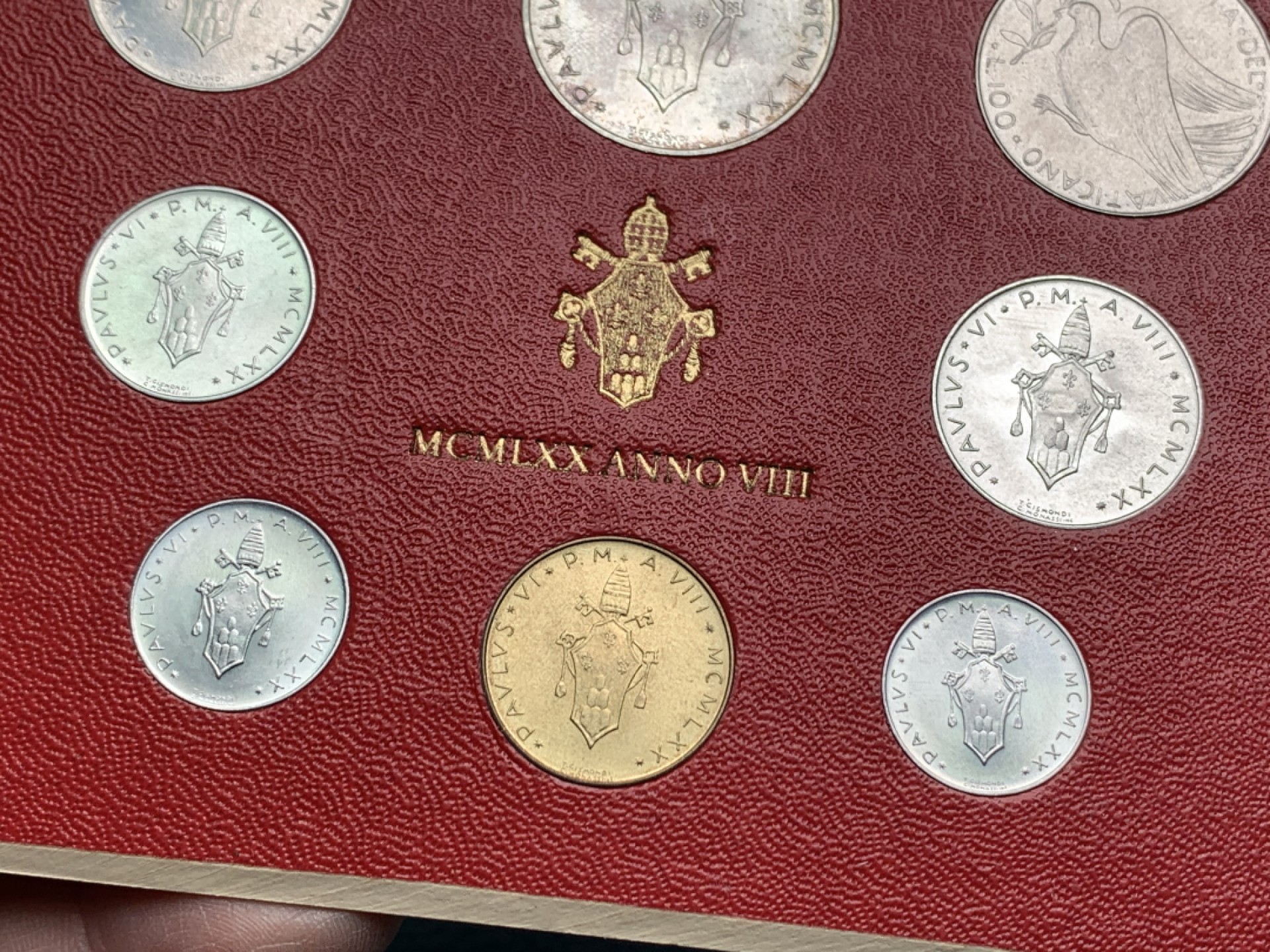 《竞宝斋》第154场-周日，周一，周四 3场 (全场包邮) 梵蒂冈1970年 八枚套 其中最大500里拉是银币