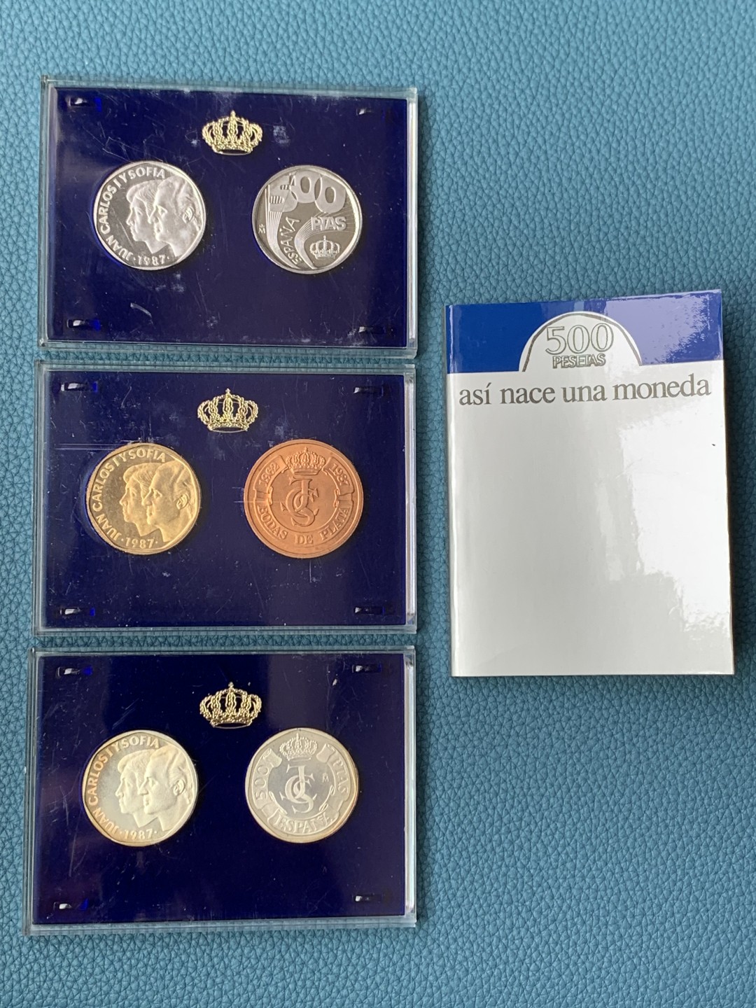 《竞宝斋》第154场-周日，周一，周四 3场 (全场包邮) 西班牙1987年 一组六枚试铸币和章 其中两枚是银制 带证书 原包装很少见