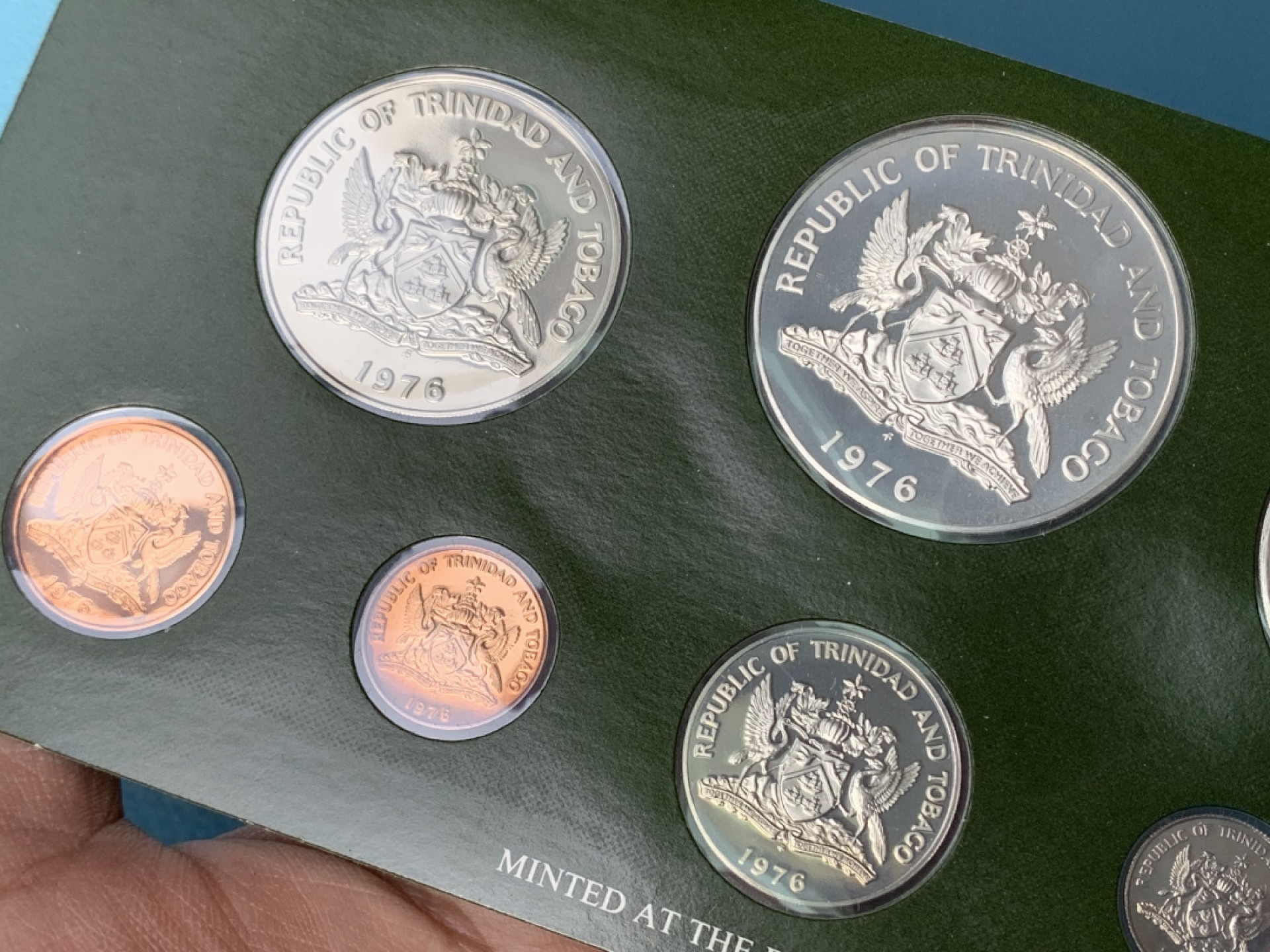 《竞宝斋》第154场-周日，周一，周四 3场 (全场包邮) 特立尼牙多巴哥 1976年 八枚套精制币 其中 5和10元最大两枚都是925银币