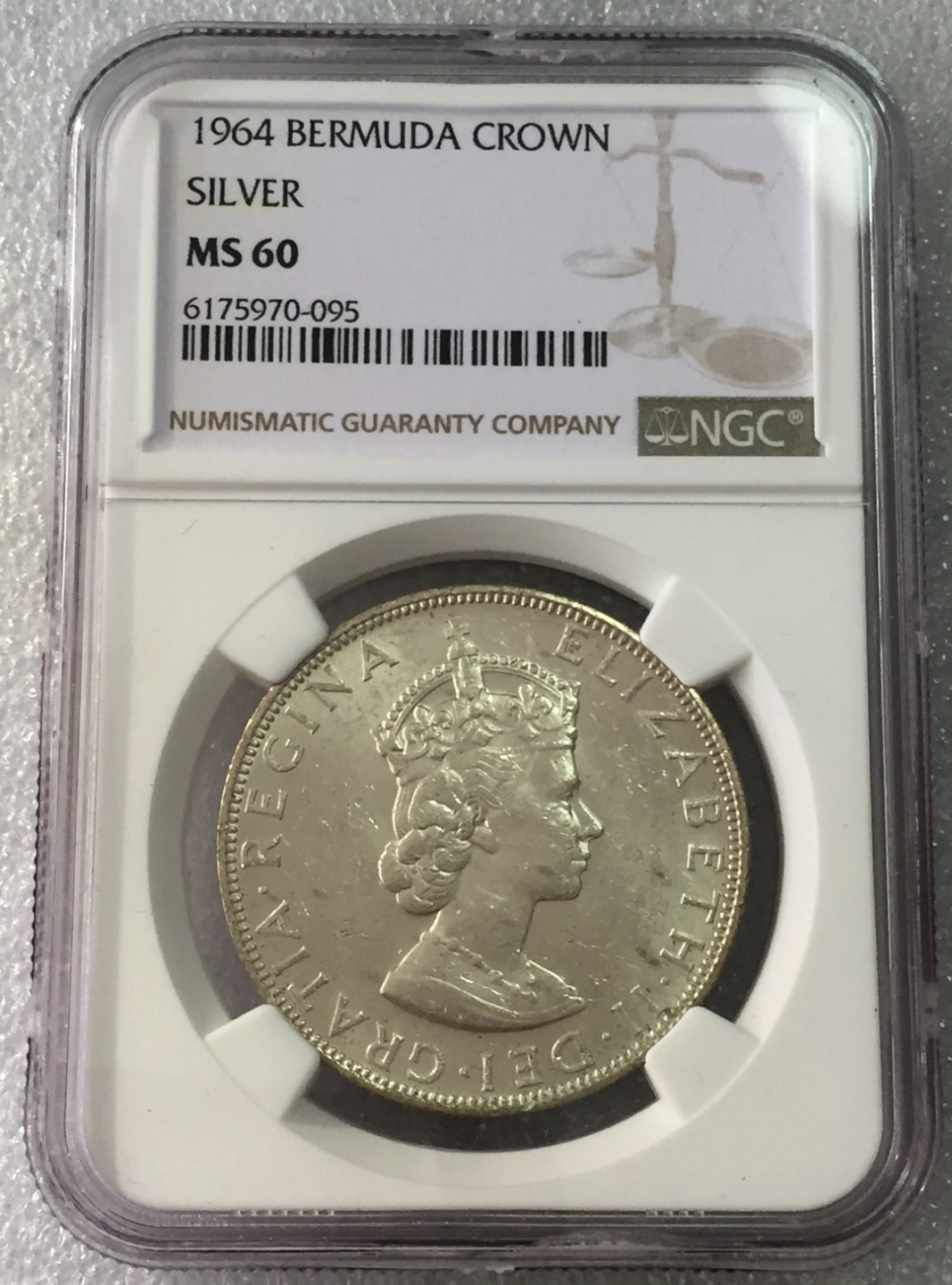 方圆集藏第三期专场 8003-NGC60英属百慕大1964年1克朗银币