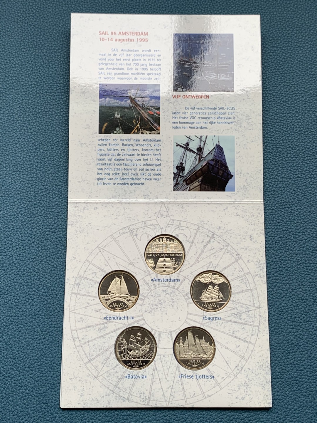 《竞宝斋》第154场-周日，周一，周四 3场 (全场包邮) 荷兰1995年 阿姆斯特丹大帆船 五枚套镍币 原厂封装