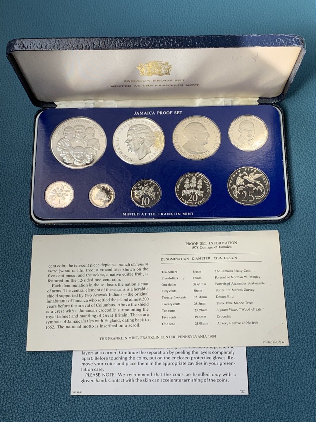 《竞宝斋》第154场-周日，周一，周四 3场 (全场包邮) 牙买加 1978年 九枚套精制币 其中最大两枚都是银币