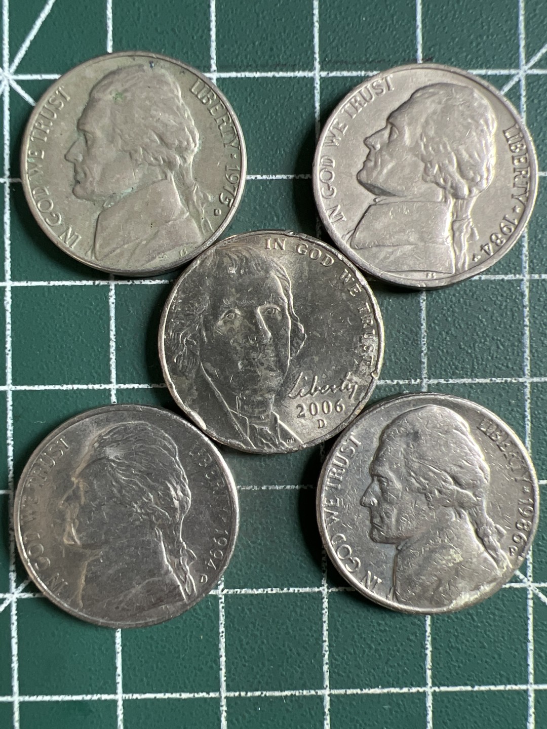 泡泡堂第281期  世界硬币 （无押金，捡漏，全场20包邮，偏远地区除外，接收代拍业务） 美国5美分五枚