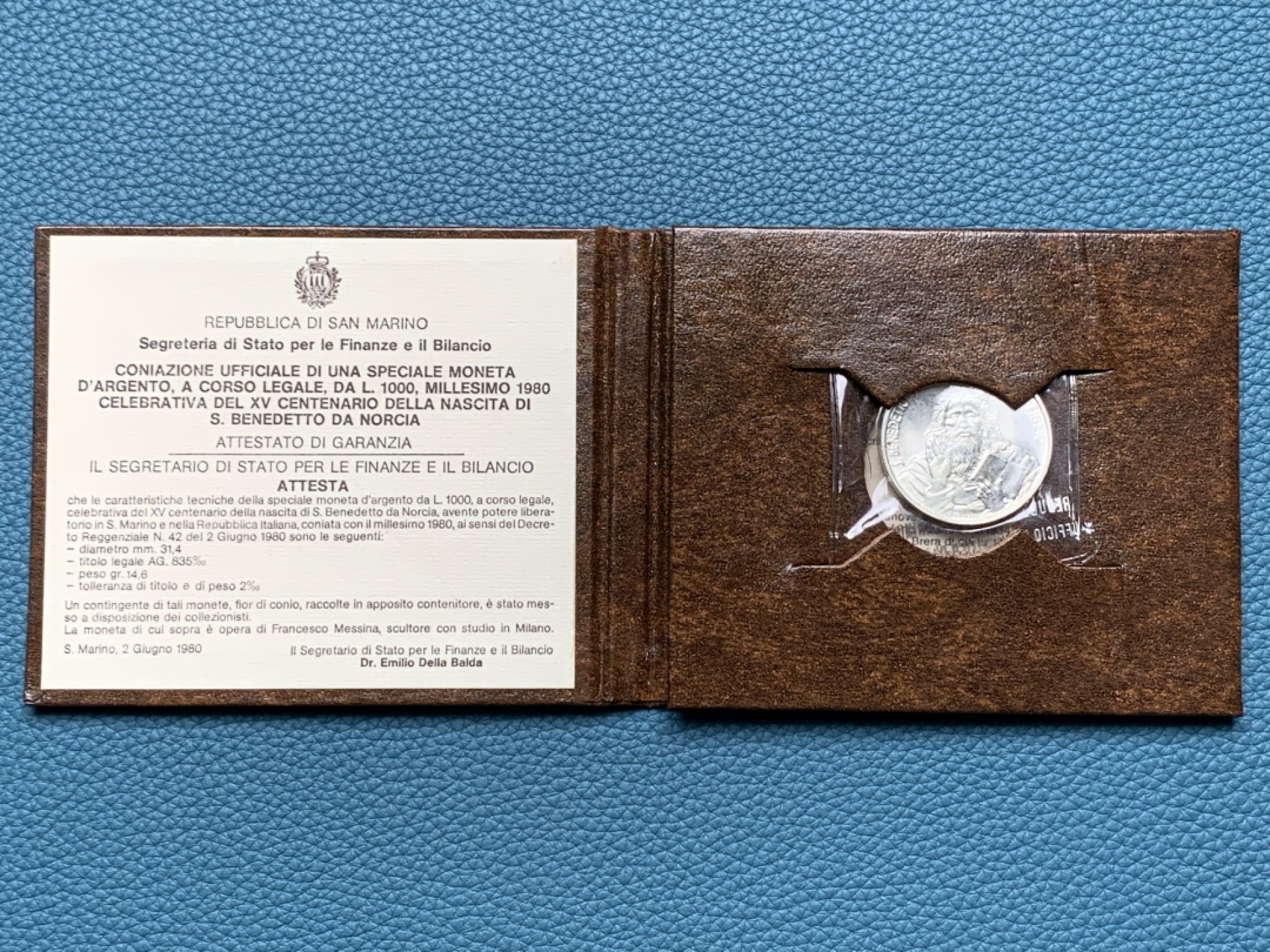 《竞宝斋》第154场-周日，周一，周四 3场 (全场包邮) 圣马力诺1980年 天主教隐修士 1000里拉银币 较少