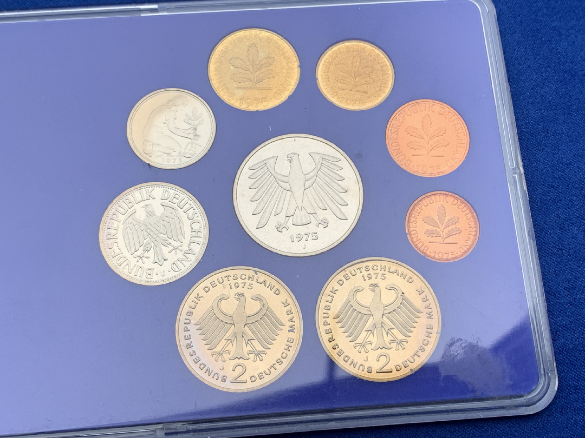 《竞宝斋》第154场-周日，周一，周四 3场 (全场包邮) 德国1975-J年 九枚套 精制币