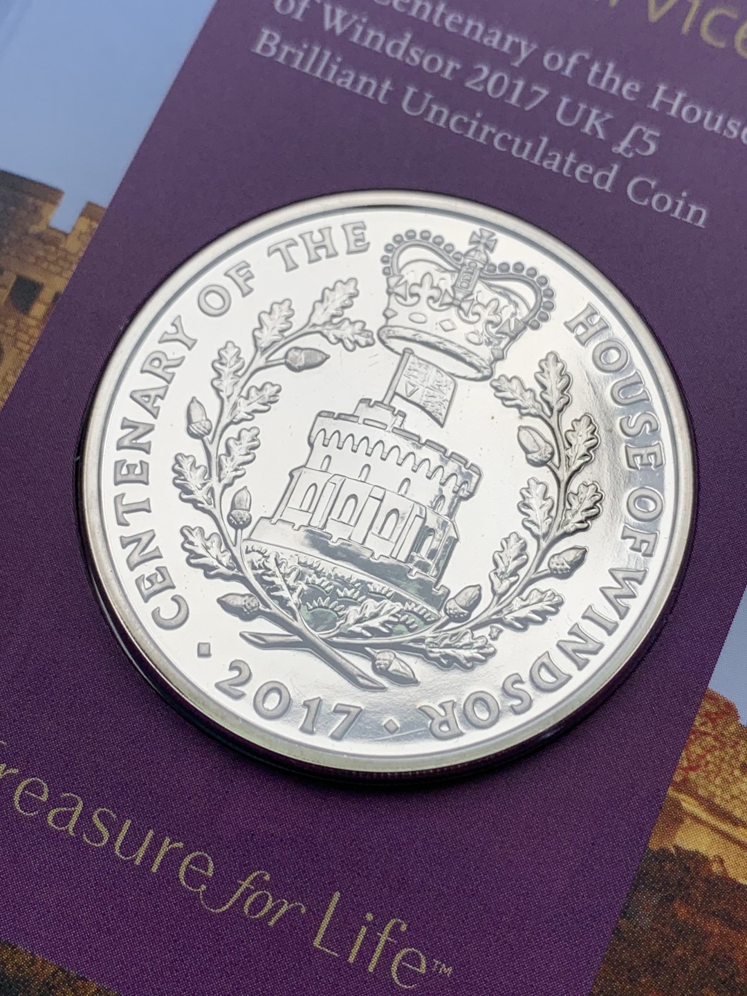 《竞宝斋》第154场-周日，周一，周四 3场 (全场包邮) 英国2017年 王室家族温莎王朝 5镑纪念镍币 稀少