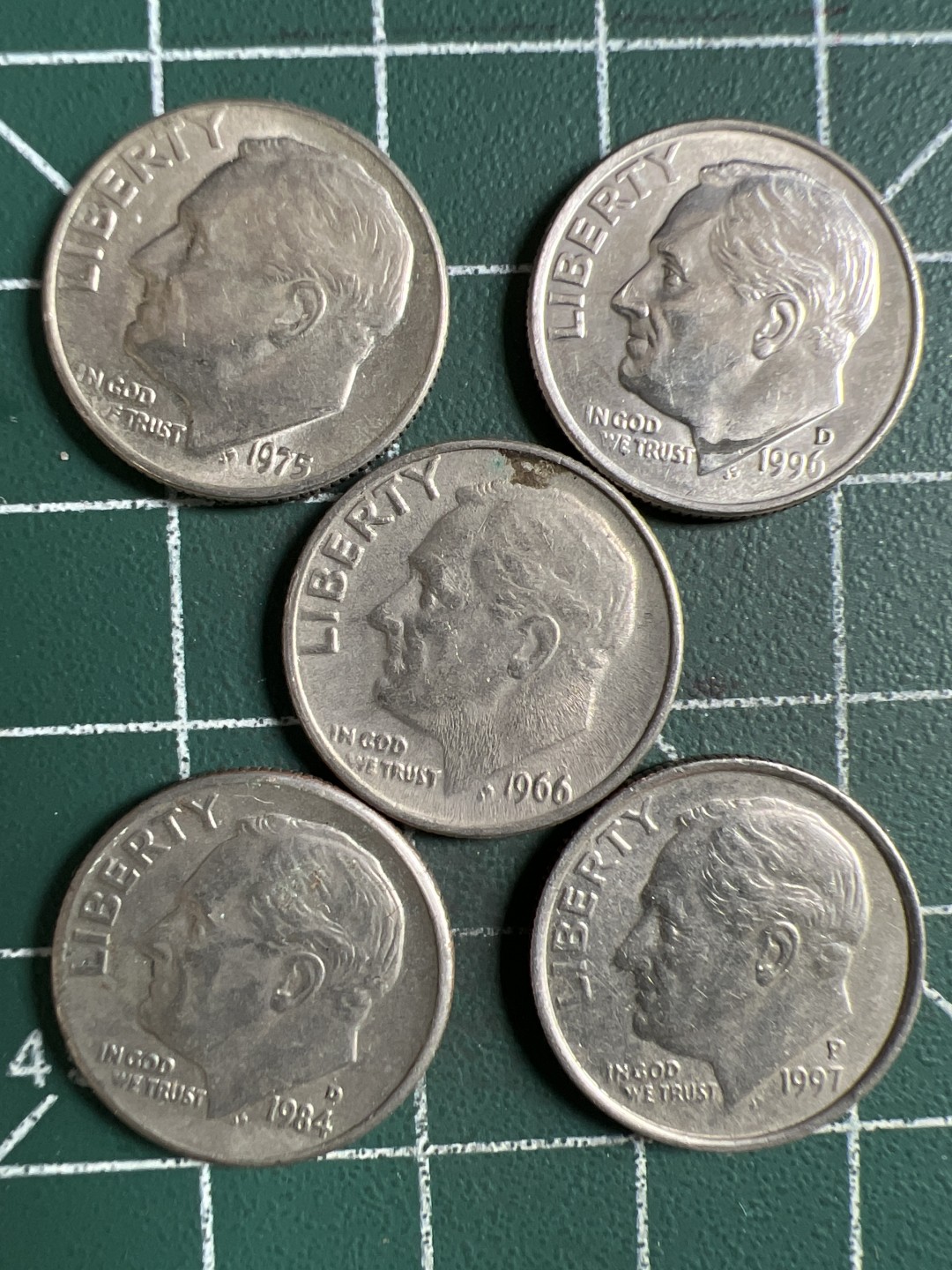 泡泡堂第281期  世界硬币 （无押金，捡漏，全场20包邮，偏远地区除外，接收代拍业务） 美国十美分5枚