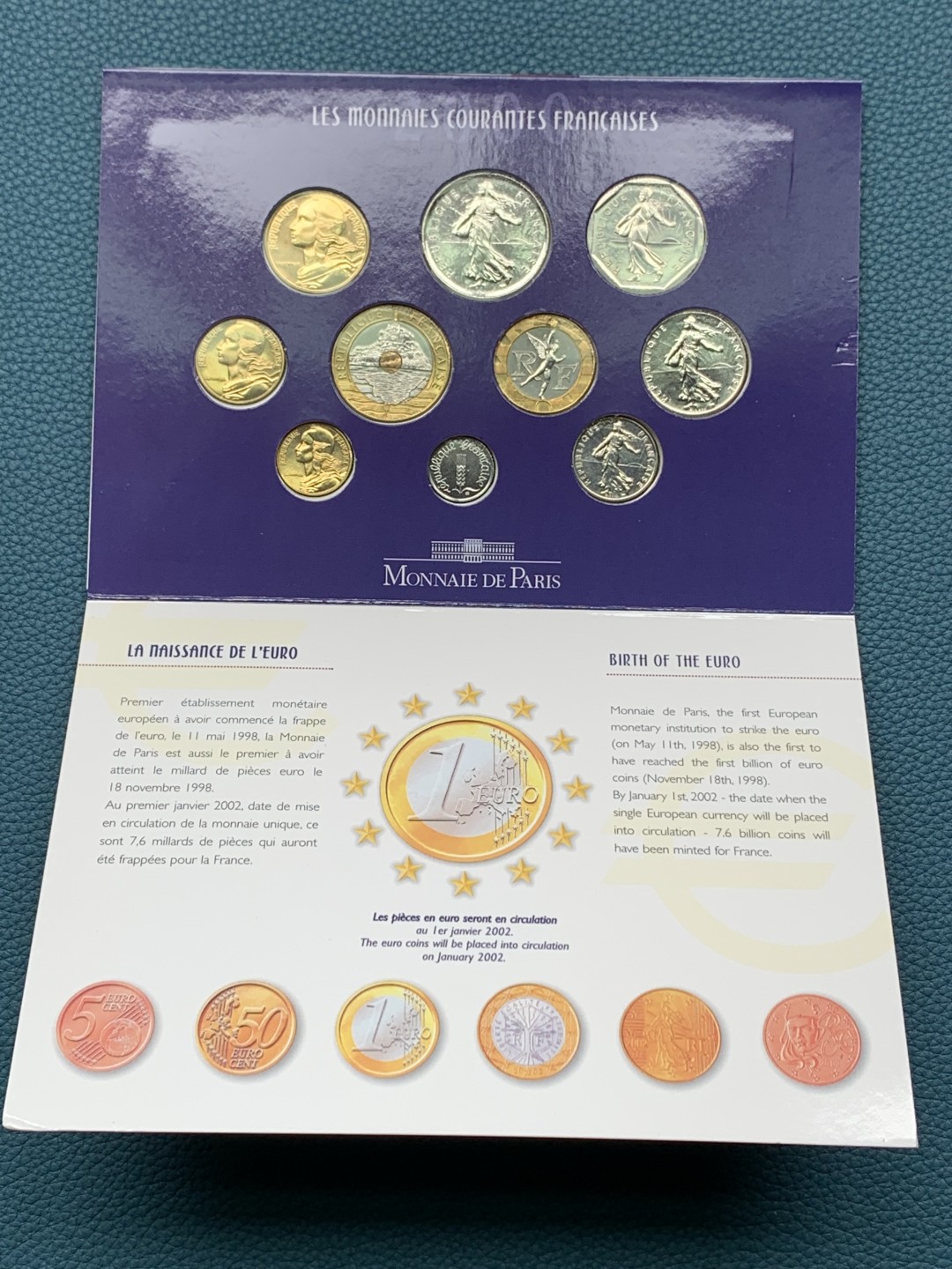 《竞宝斋》第154场-周日，周一，周四 3场 (全场包邮) 法国2000年 十枚套 不同面值 原厂封装