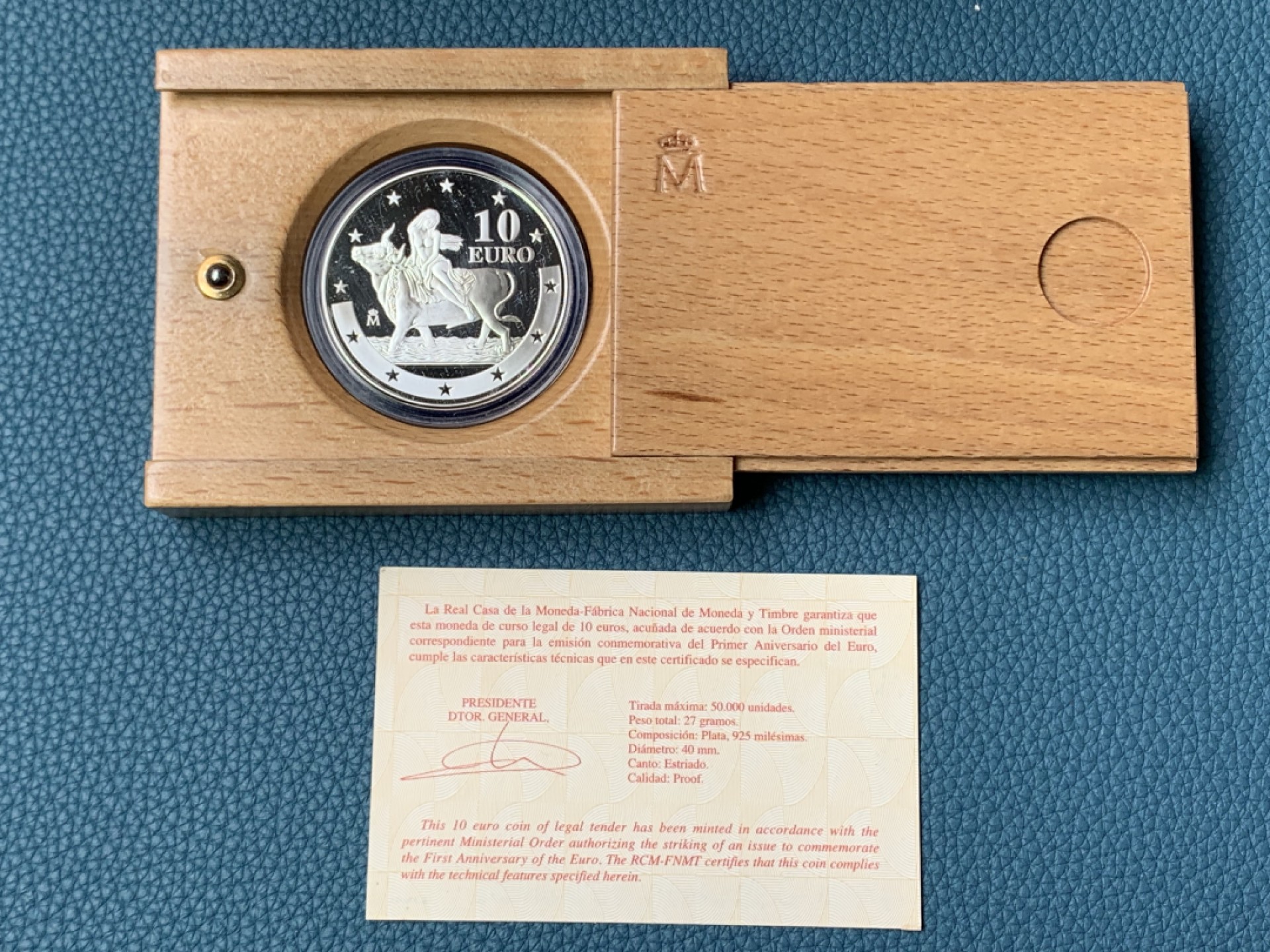 《竞宝斋》第154场-周日，周一，周四 3场 (全场包邮) 西班牙2003年 骑牛10欧元 精制大银币 27克 925银 少见系列