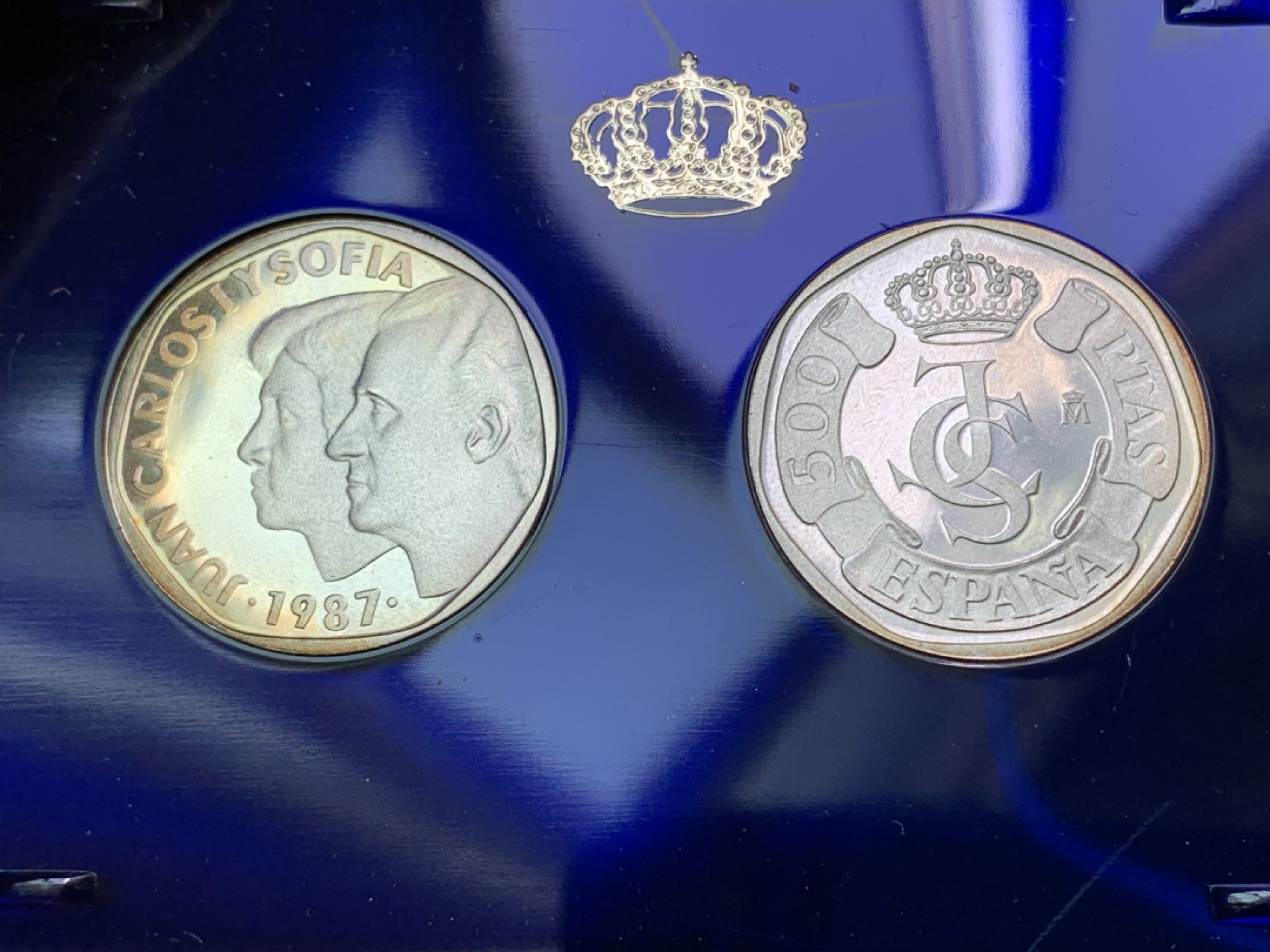 《竞宝斋》第154场-周日，周一，周四 3场 (全场包邮) 西班牙1987年 一组六枚试铸币和章 其中两枚是银制 带证书 原包装很少见