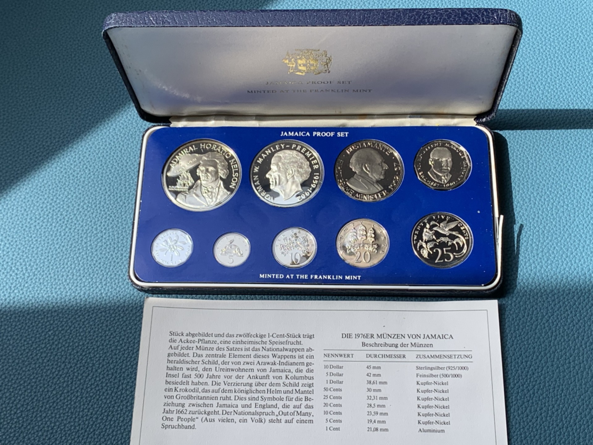 《竞宝斋》第154场-周日，周一，周四 3场 (全场包邮) 牙买加 1976年 九枚套精制币 其中最大两枚都是银币