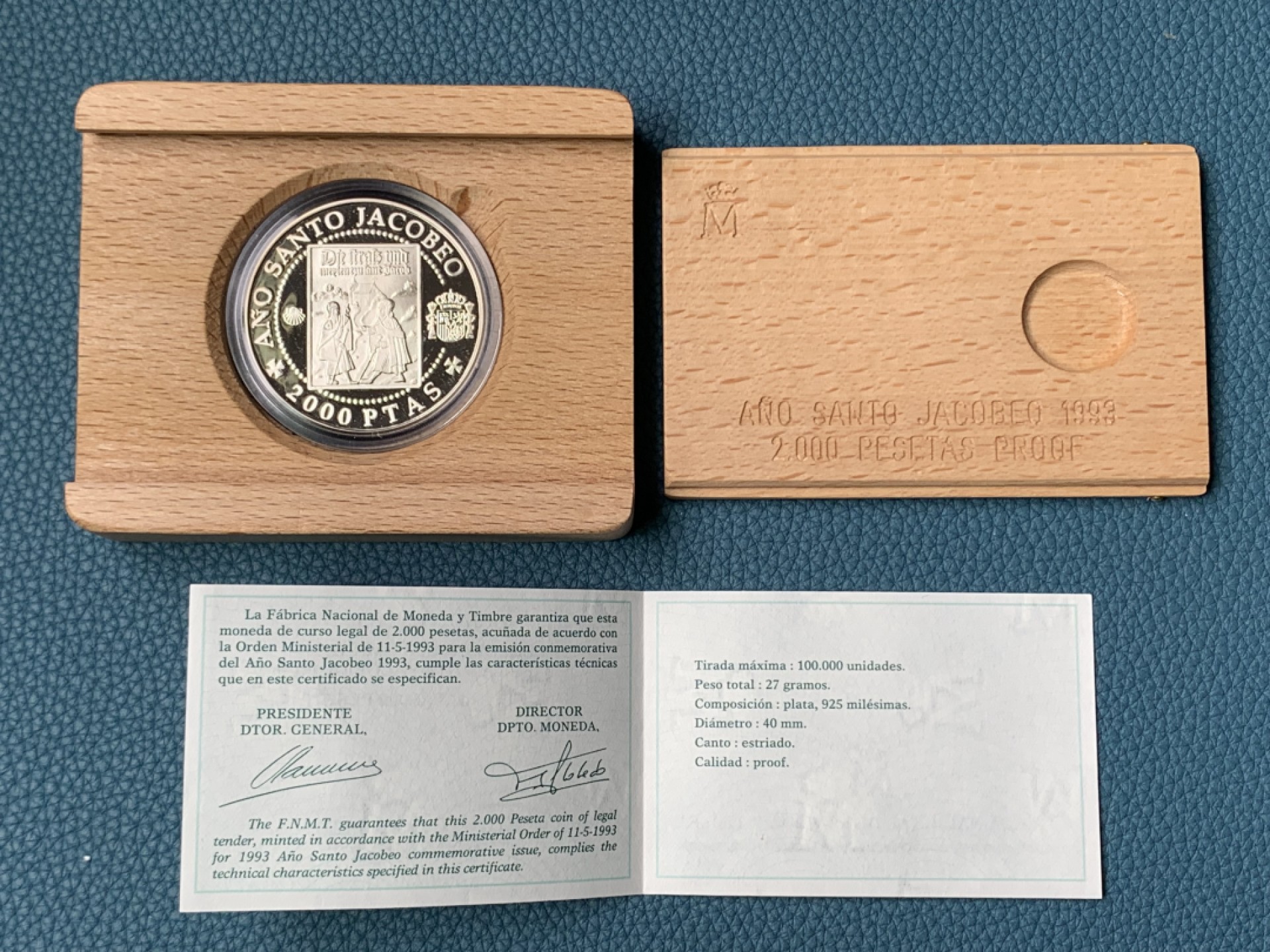 《竞宝斋》第154场-周日，周一，周四 3场 (全场包邮) 西班牙1993年 圣年2000比塞塔精制大银币 罕见品种