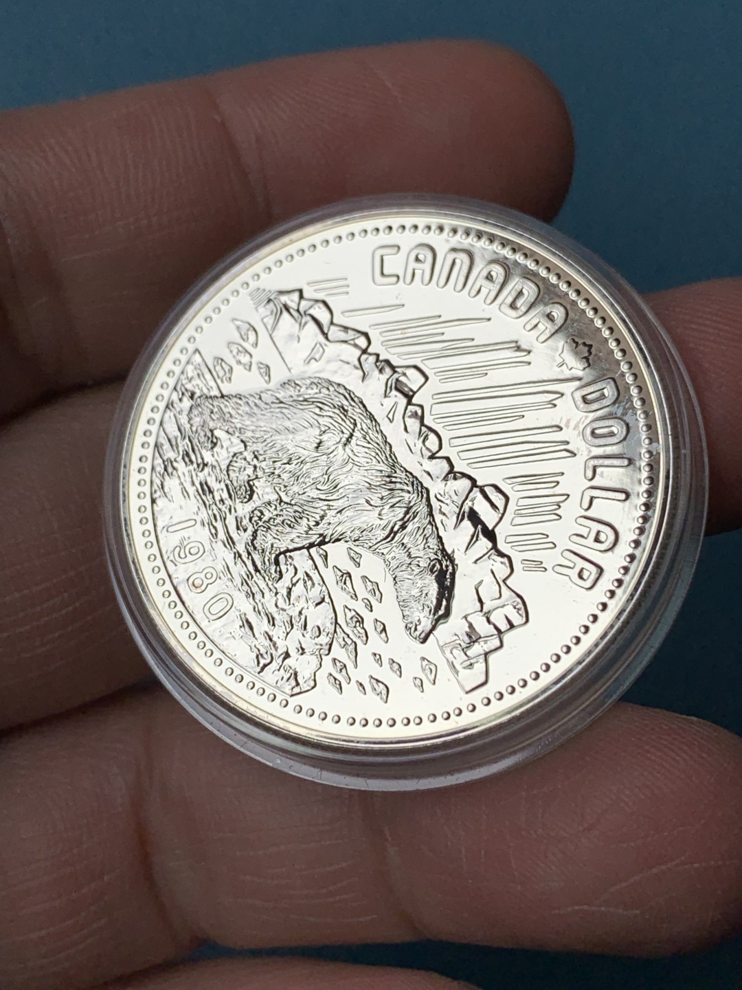 《竞宝斋》第154场-周日，周一，周四 3场 (全场包邮) 加拿大1980年 北极熊1元精制大银币