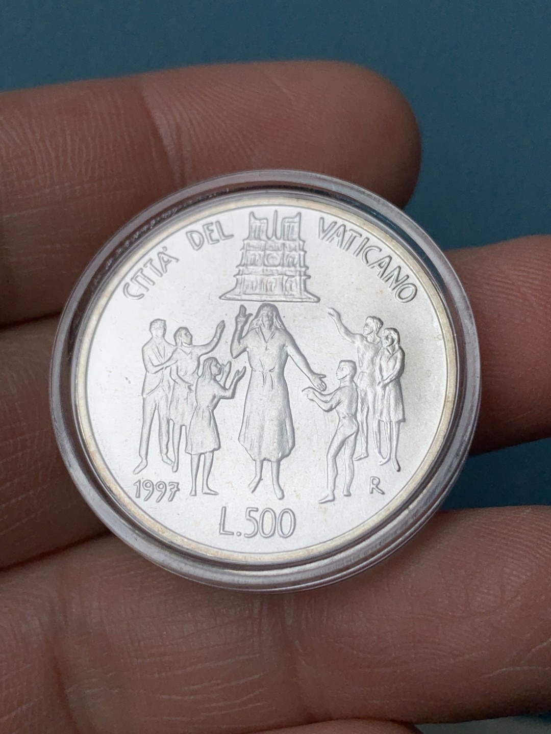 《竞宝斋》第154场-周日，周一，周四 3场 (全场包邮) 梵蒂冈1997年 世界青年日 500里拉 银币 原盒证书 少见品种