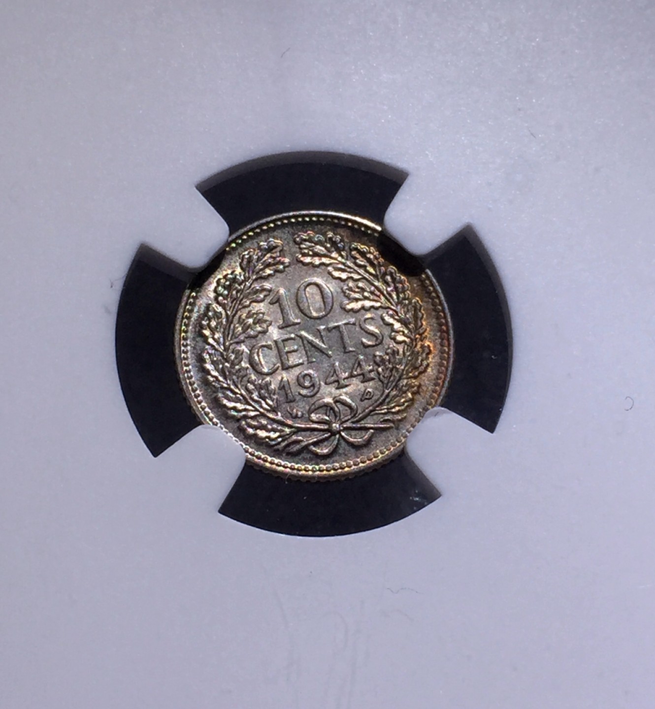 方圆集藏第三期专场 10833-NGC63荷兰1944年威廉明娜女王10分银币