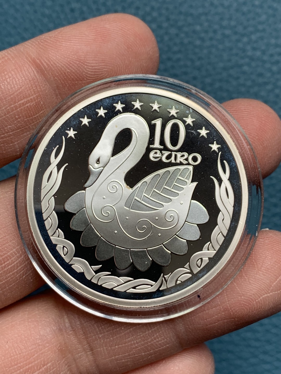 《竞宝斋》第154场-周日，周一，周四 3场 (全场包邮) 爱尔兰2004年 天鹅 10欧元精制大银币 28.28克 925银