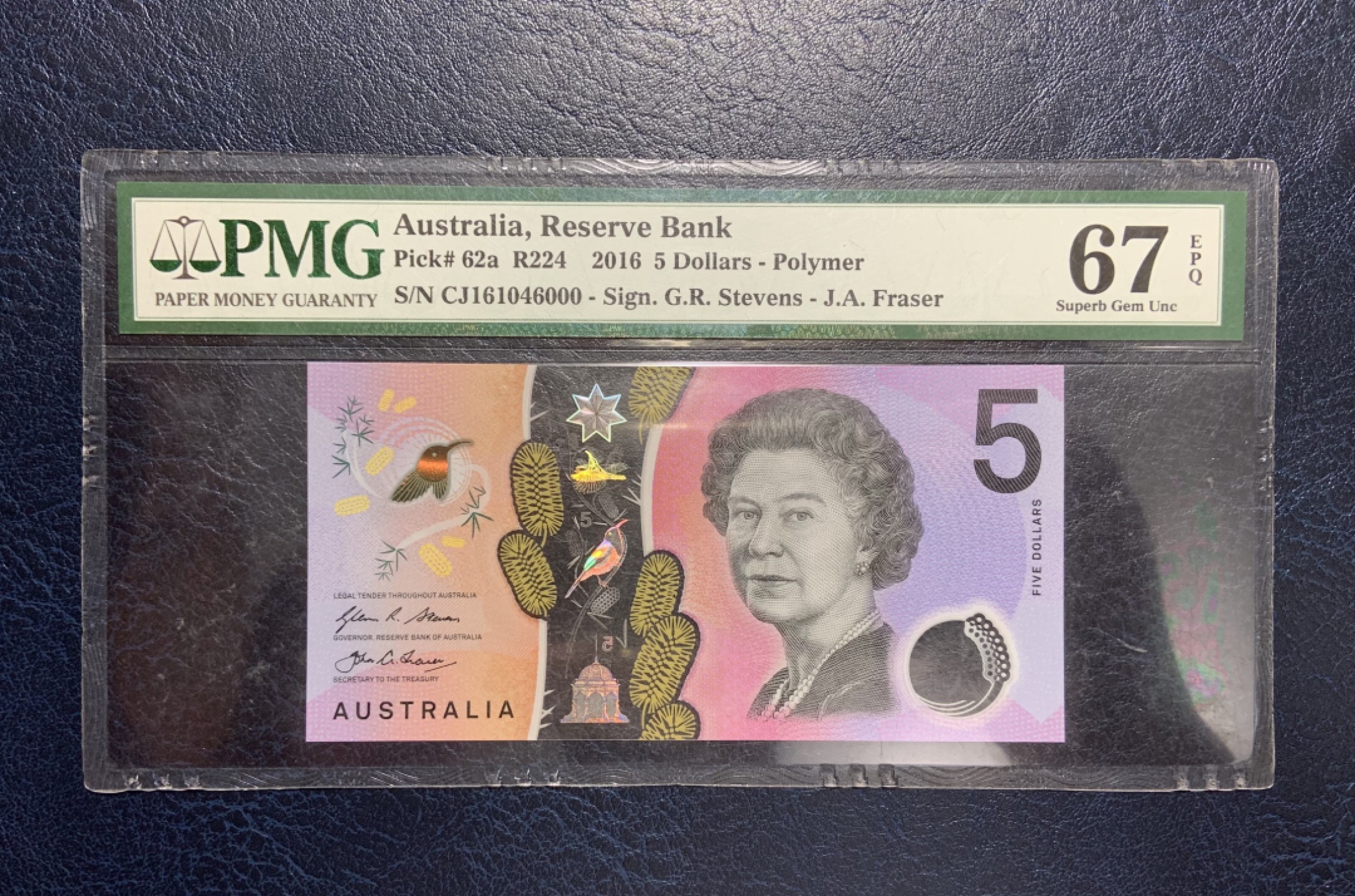 收藏联盟Quantum Auction 第250期拍卖  澳大利亚2016年5元 PMG67 豹子号