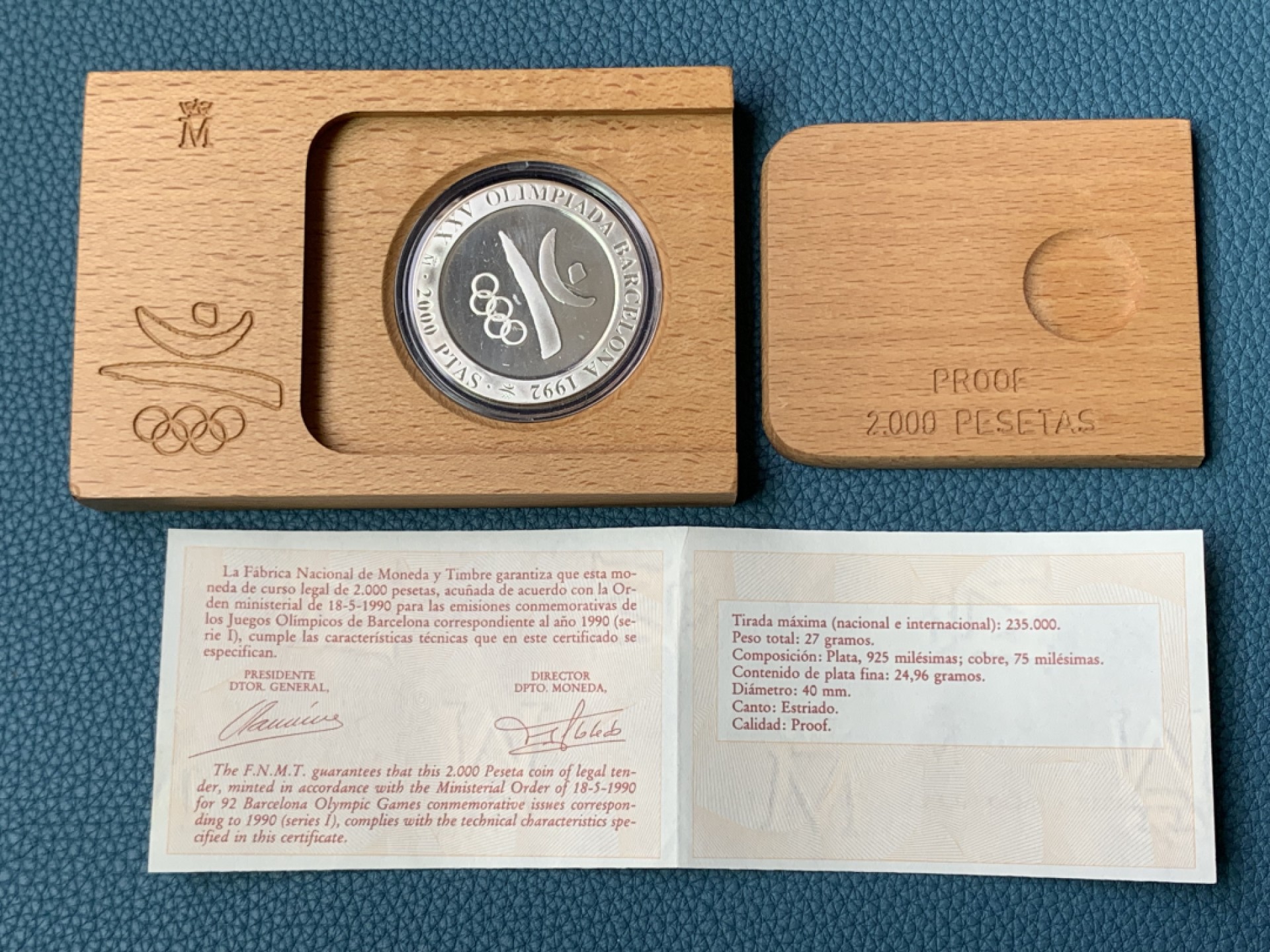 《竞宝斋》第154场-周日，周一，周四 3场 (全场包邮) 西班牙1992年 巴塞罗那奥运 2000比塞塔精制大银币 27克 925银