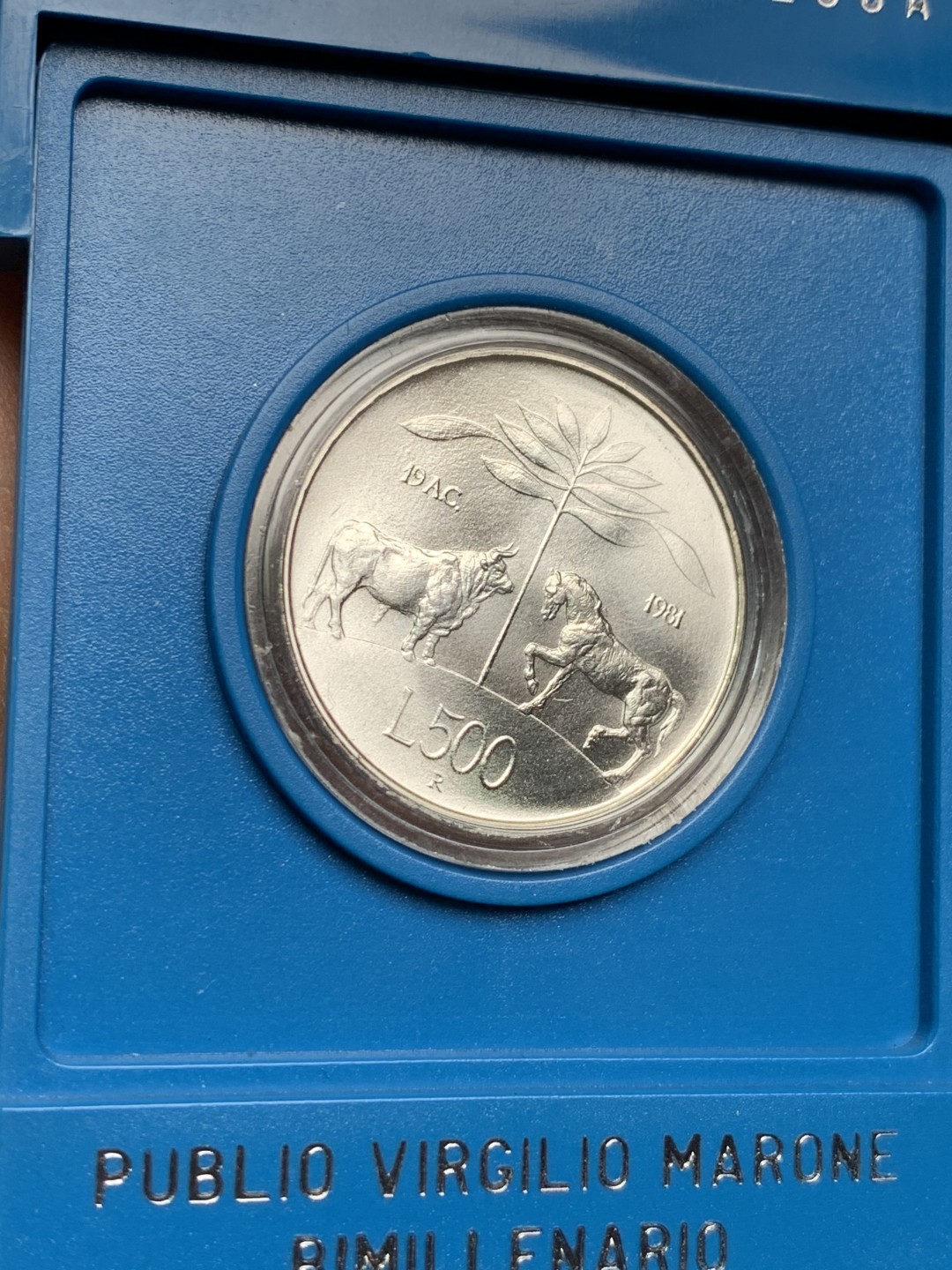 《竞宝斋》第154场-周日，周一，周四 3场 (全场包邮) 意大利1981年 500里拉 维吉尔逝世纪念 500里拉银币