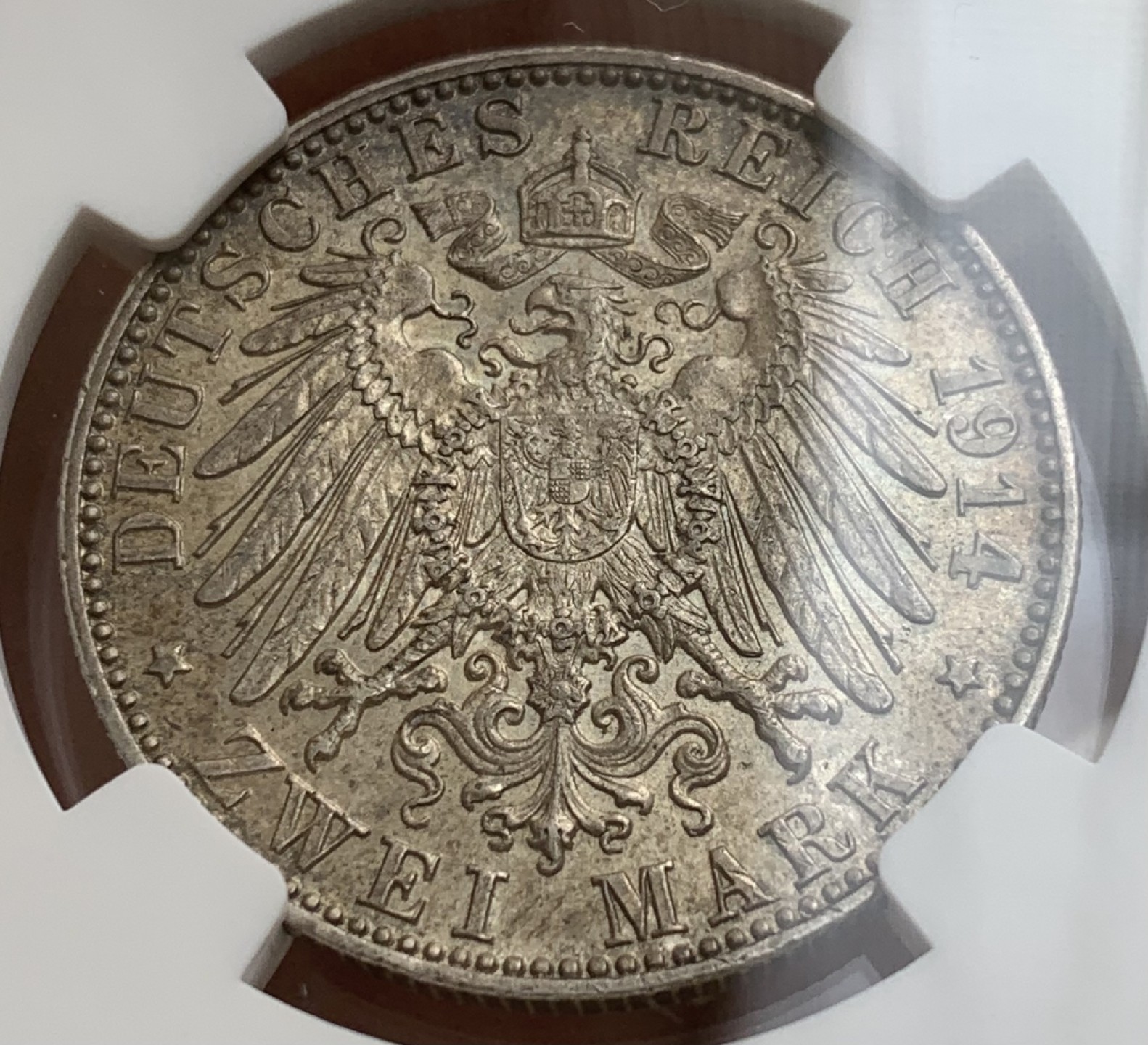 瓶子🏺第87期拍卖会 1914年德国巴伐利亚路德维希三世2马克（AU-58）