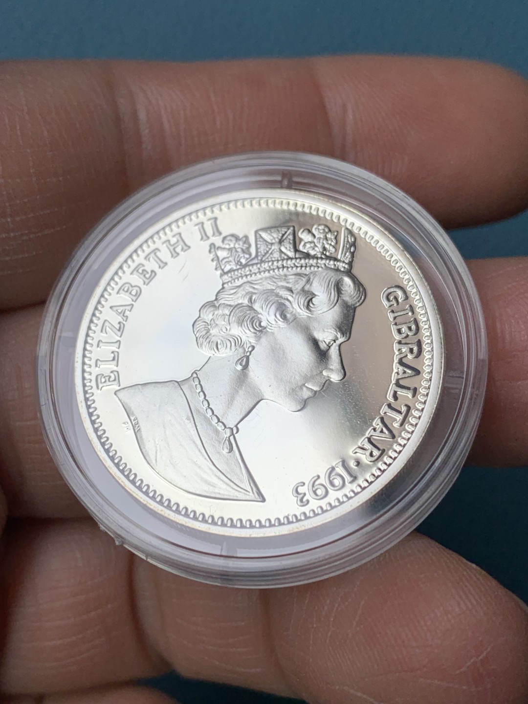 《竞宝斋》第154场-周日，周一，周四 3场 (全场包邮) 直布罗陀1993年 丘吉尔 14ECU银币 少见