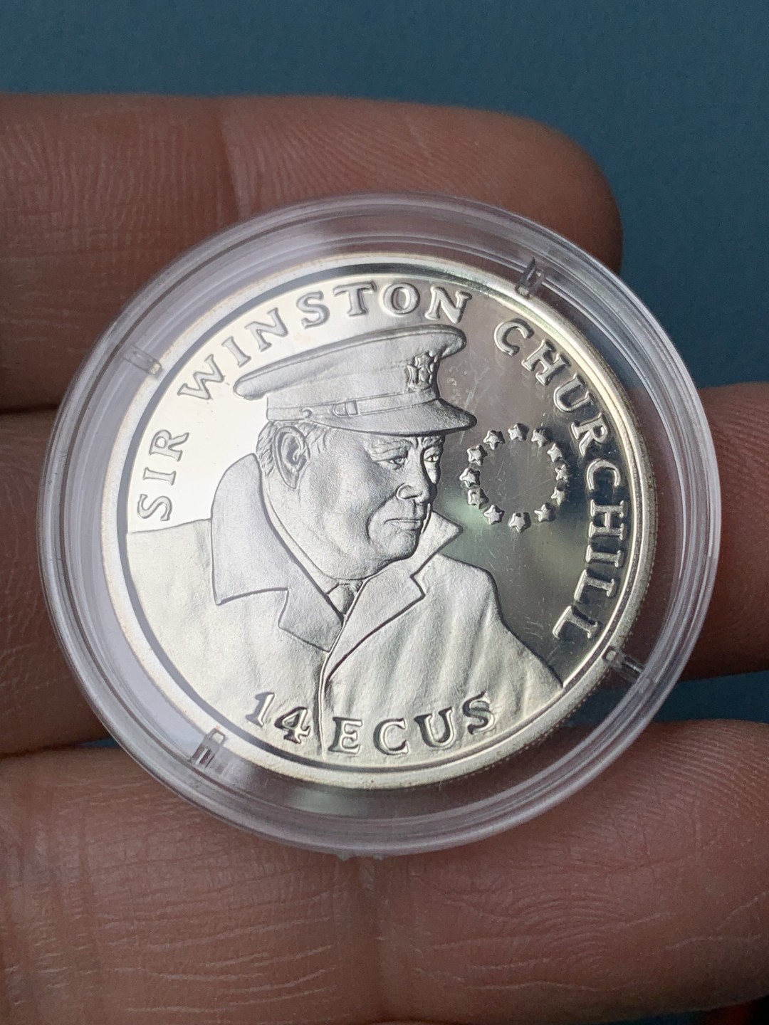 《竞宝斋》第154场-周日，周一，周四 3场 (全场包邮) 直布罗陀1993年 丘吉尔 14ECU银币 少见