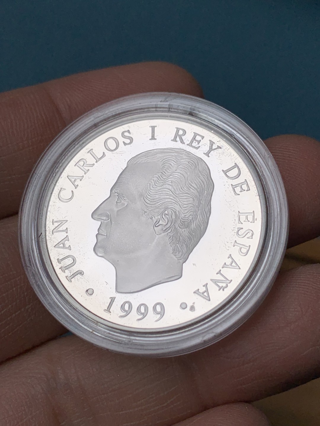 《竞宝斋》第154场-周日，周一，周四 3场 (全场包邮) 西班牙1999年 水球比塞塔 1000比塞塔精制银币