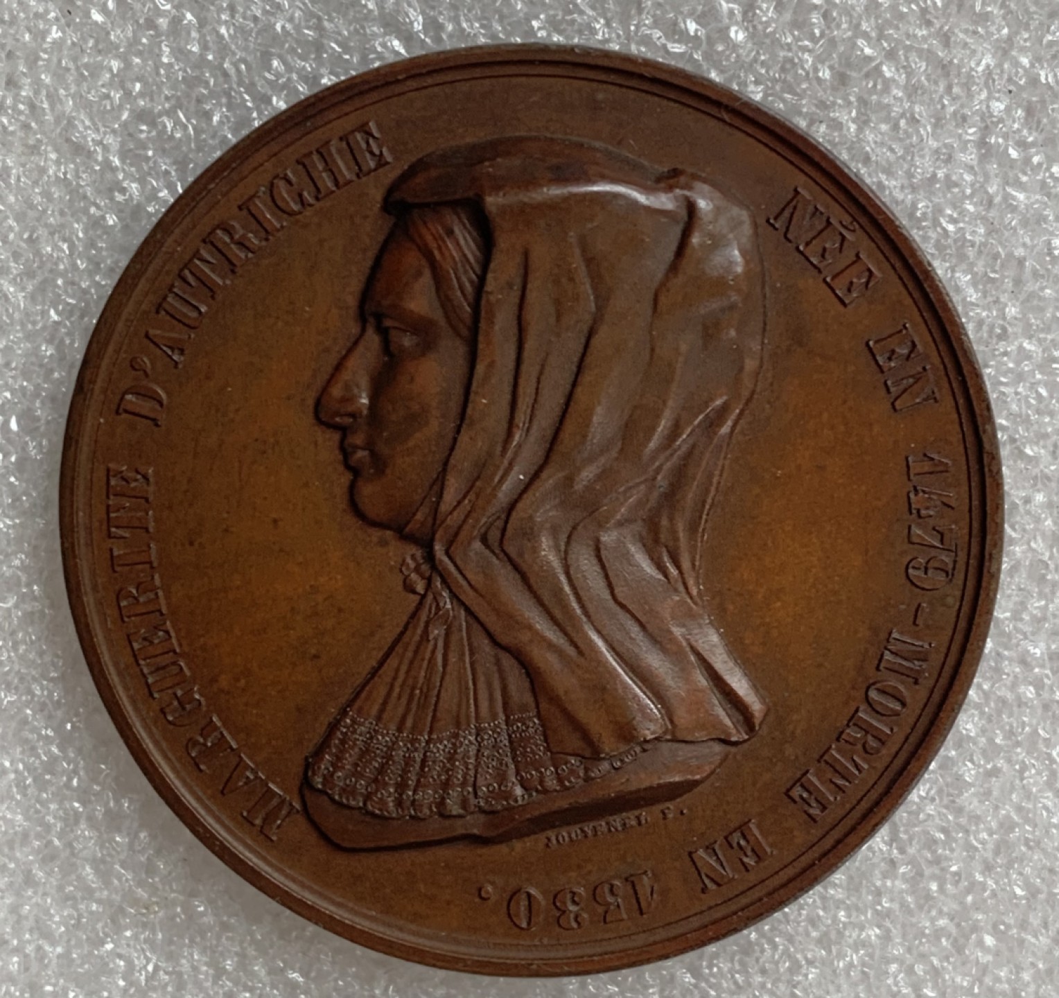 瓶子🏺第87期拍卖会 1848年比利时玛格丽特铜章  直径46mm重量41.6g