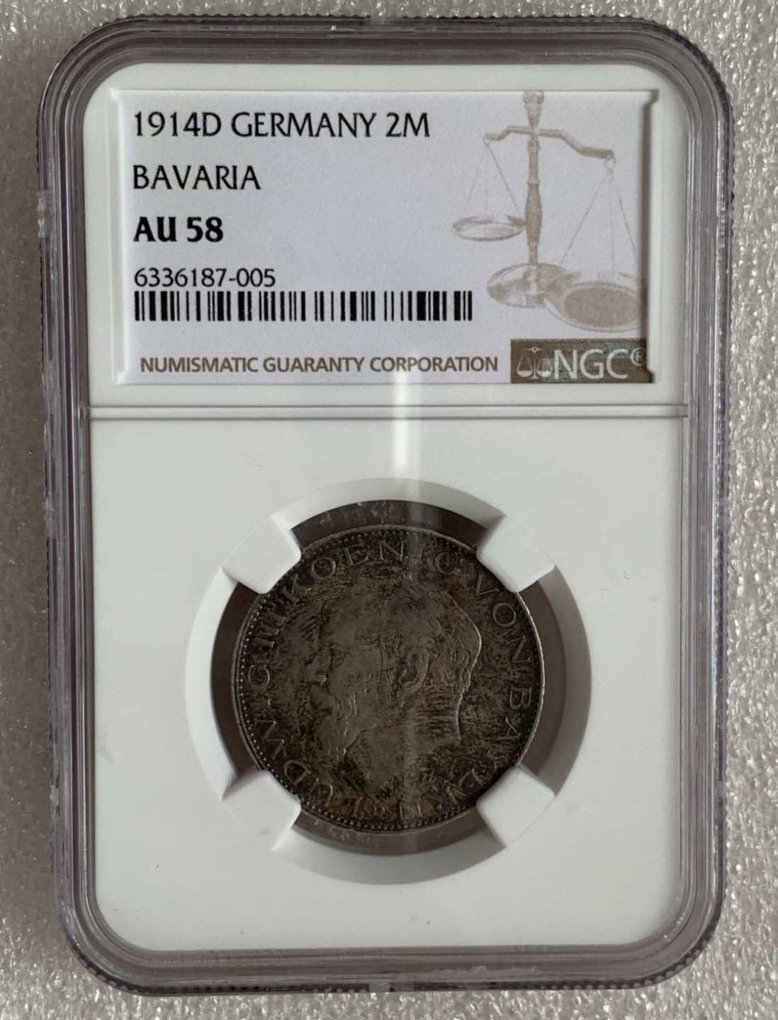 瓶子🏺第87期拍卖会 1914年德国巴伐利亚路德维希三世2马克（AU-58）