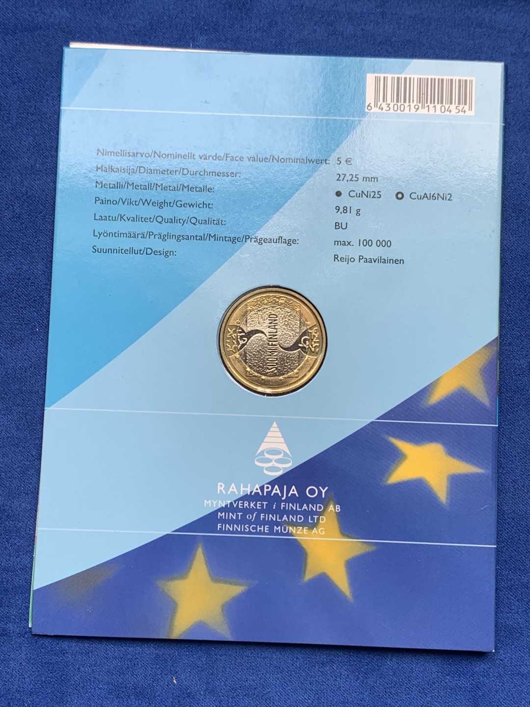 《竞宝斋》第154场-周日，周一，周四 3场 (全场包邮) 芬兰2006年 5欧元双色纪念币 非常稀少
