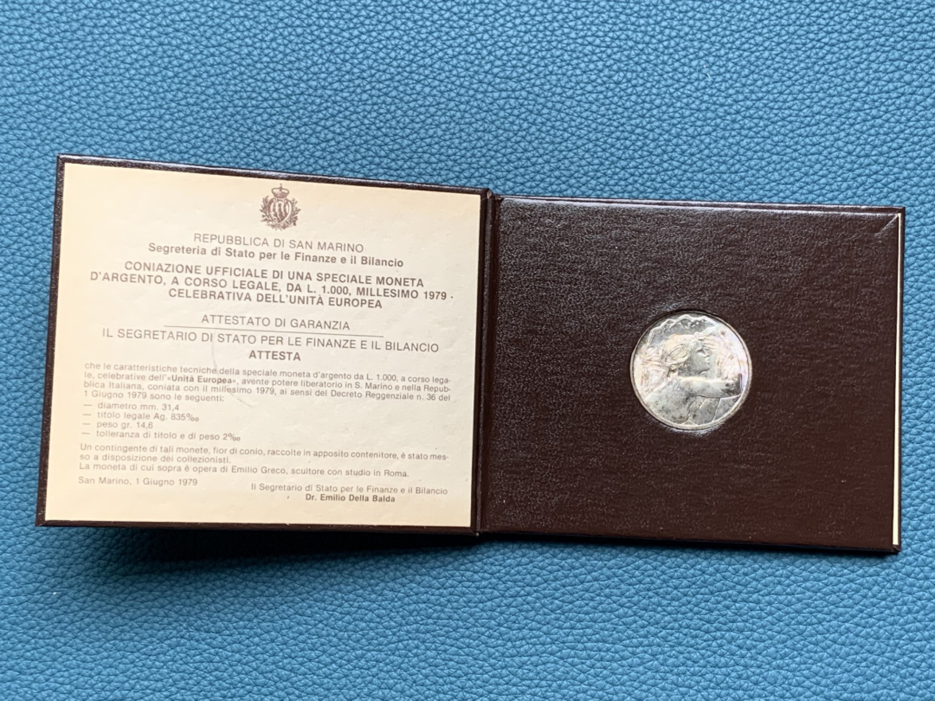 《竞宝斋》第154场-周日，周一，周四 3场 (全场包邮) 圣马力诺1979年 1000里拉 淡彩