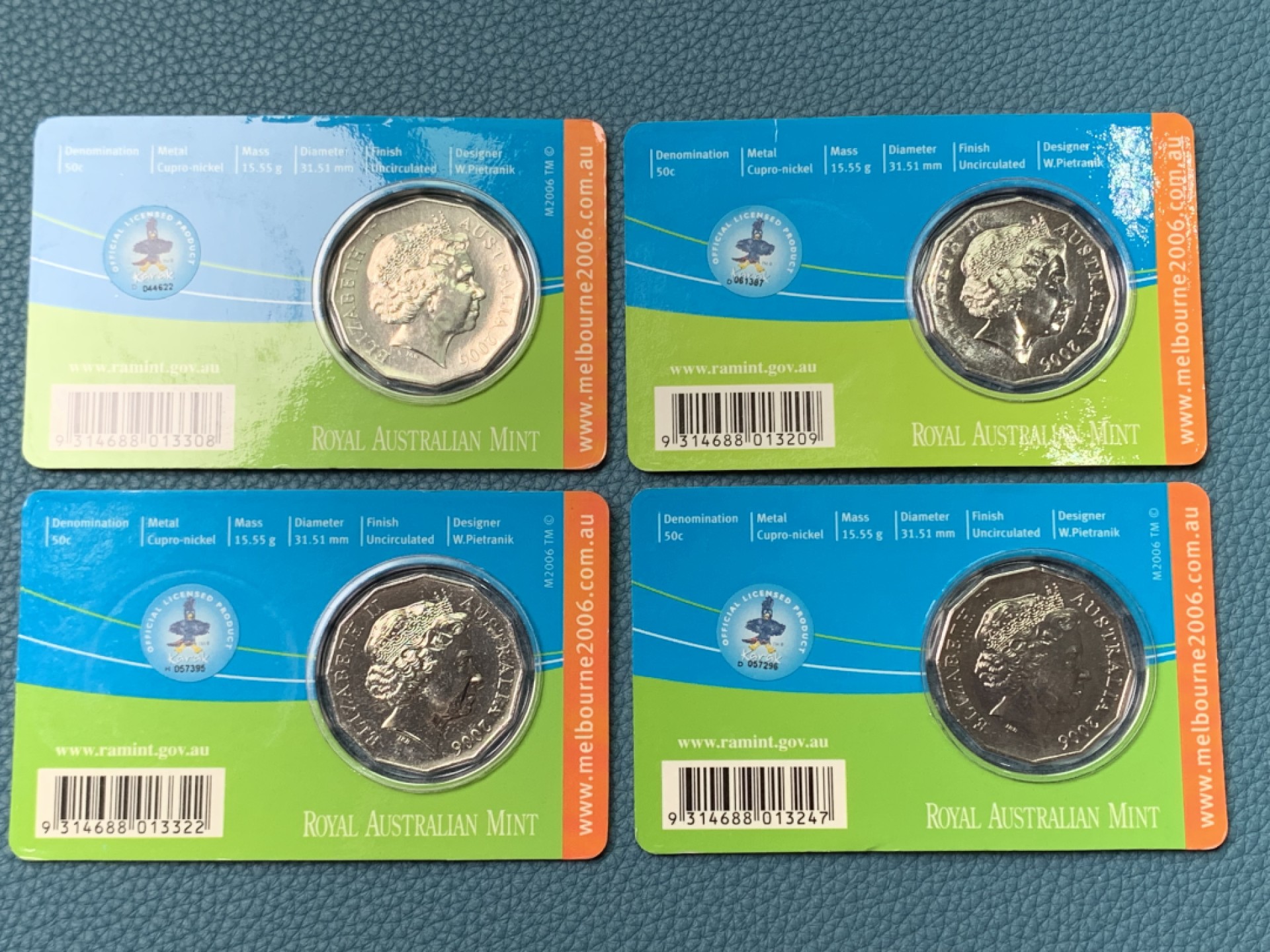 《竞宝斋》第154场-周日，周一，周四 3场 (全场包邮) 四枚一组 澳大利亚2006年 奥运纪念 原厂封装