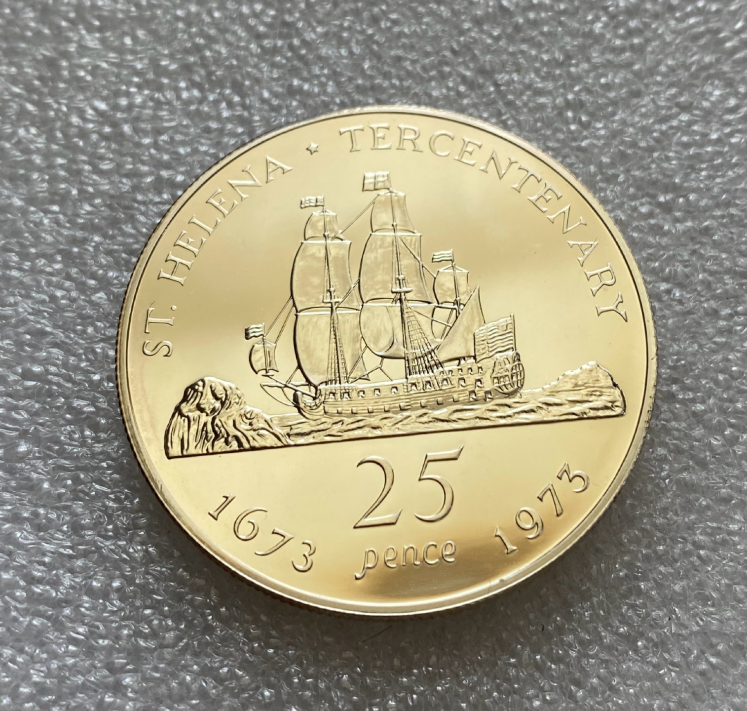 方圆集藏第三期专场 11273-圣赫拿拉群岛1973年25便士精制纪念银币