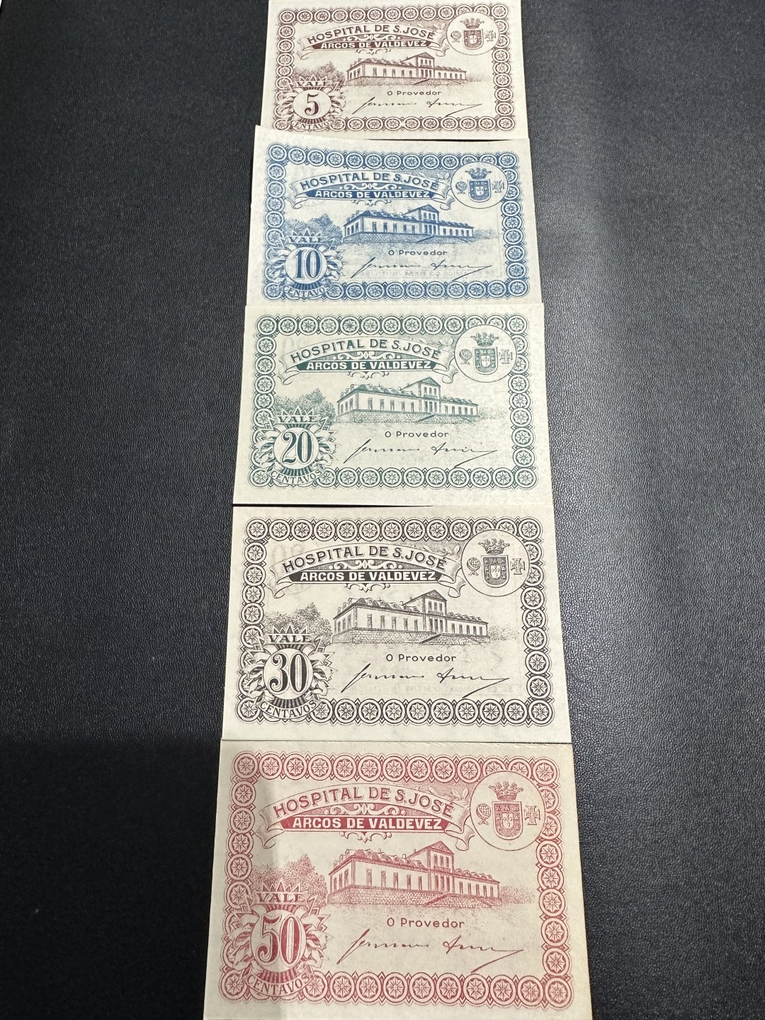 《外钞收藏家》第二百六十二期（连拍第二场） 葡萄牙20年版分币 5张一起 个别边角不绝 UNC-