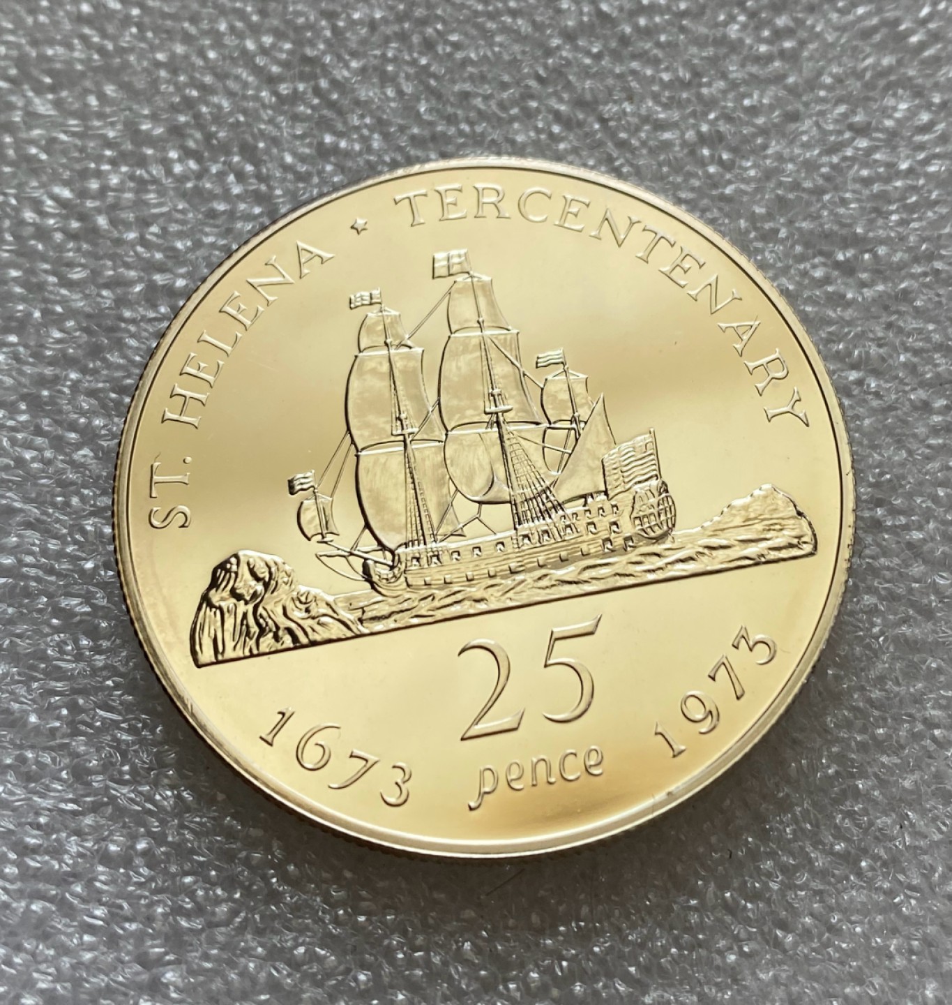 方圆集藏第三期专场 11273-圣赫拿拉群岛1973年25便士精制纪念银币