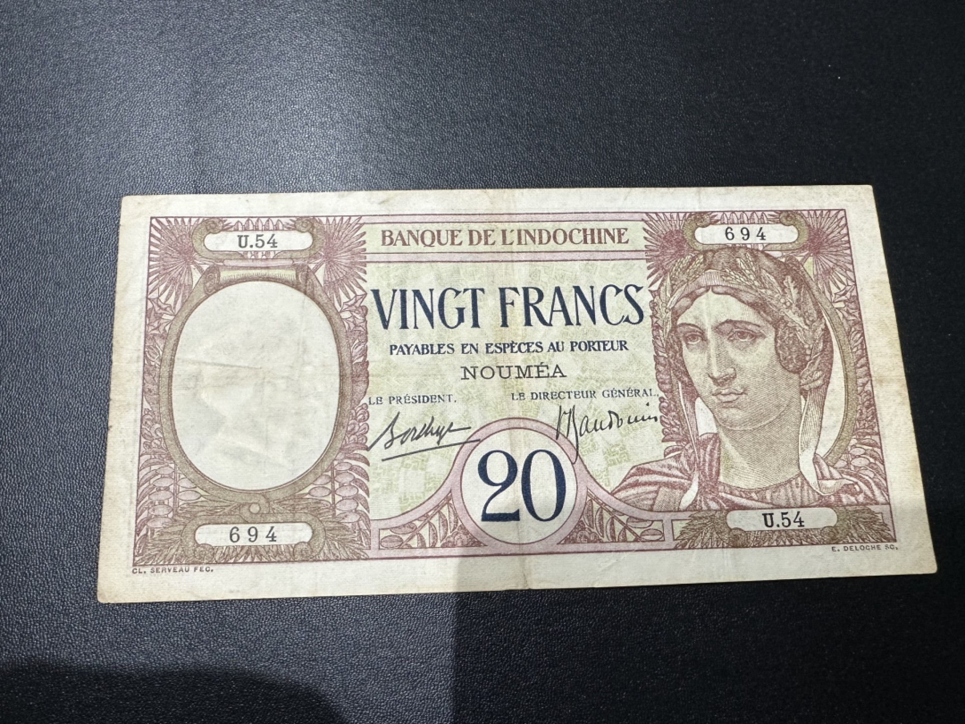 《外钞收藏家》第二百六十二期（连拍第二场） 法属新喀里多尼亚20法郎 品如图