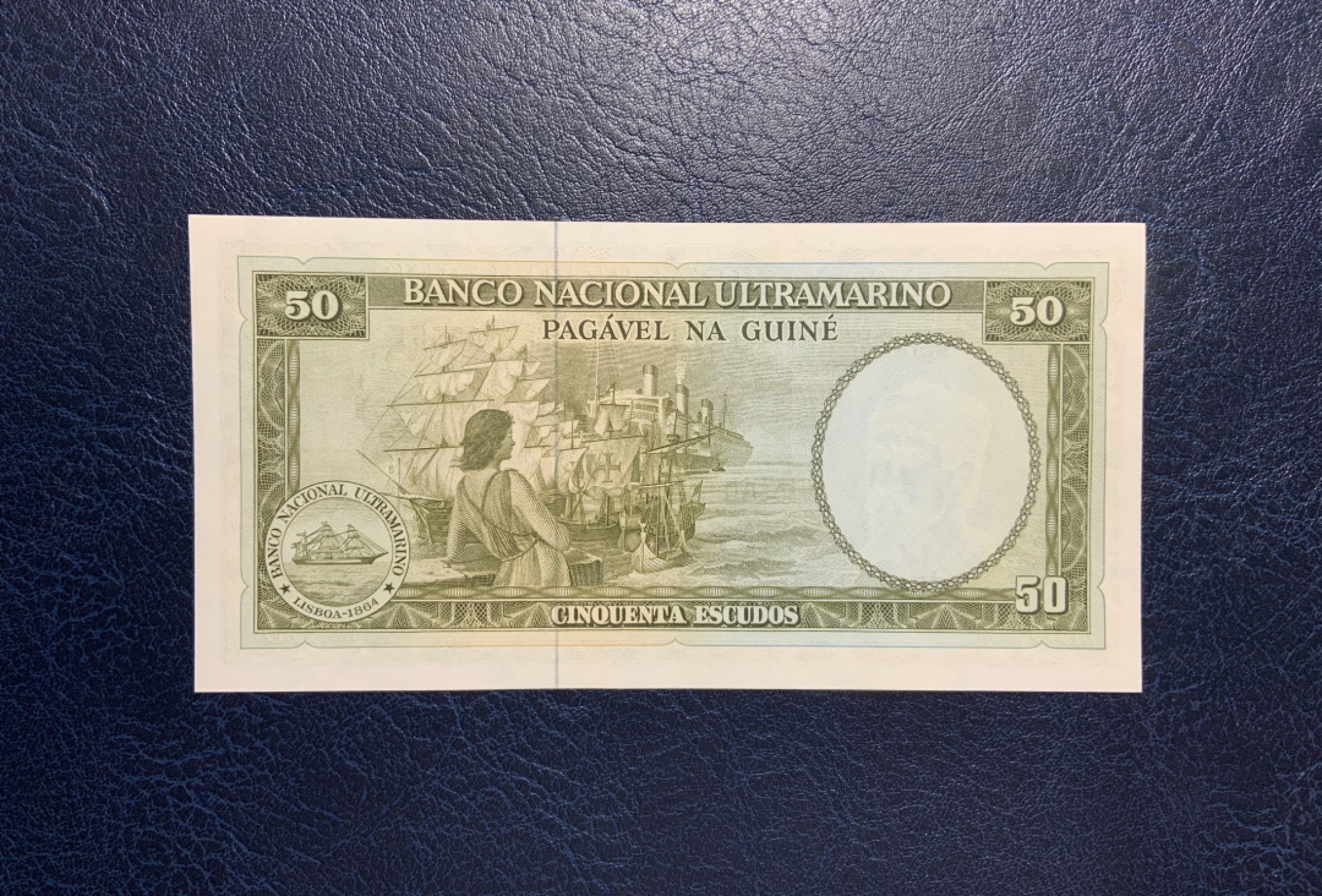 收藏联盟Quantum Auction 第251期拍卖  葡属几内亚1971年50埃斯库多 品相UNC 票面微瑕 细节如图