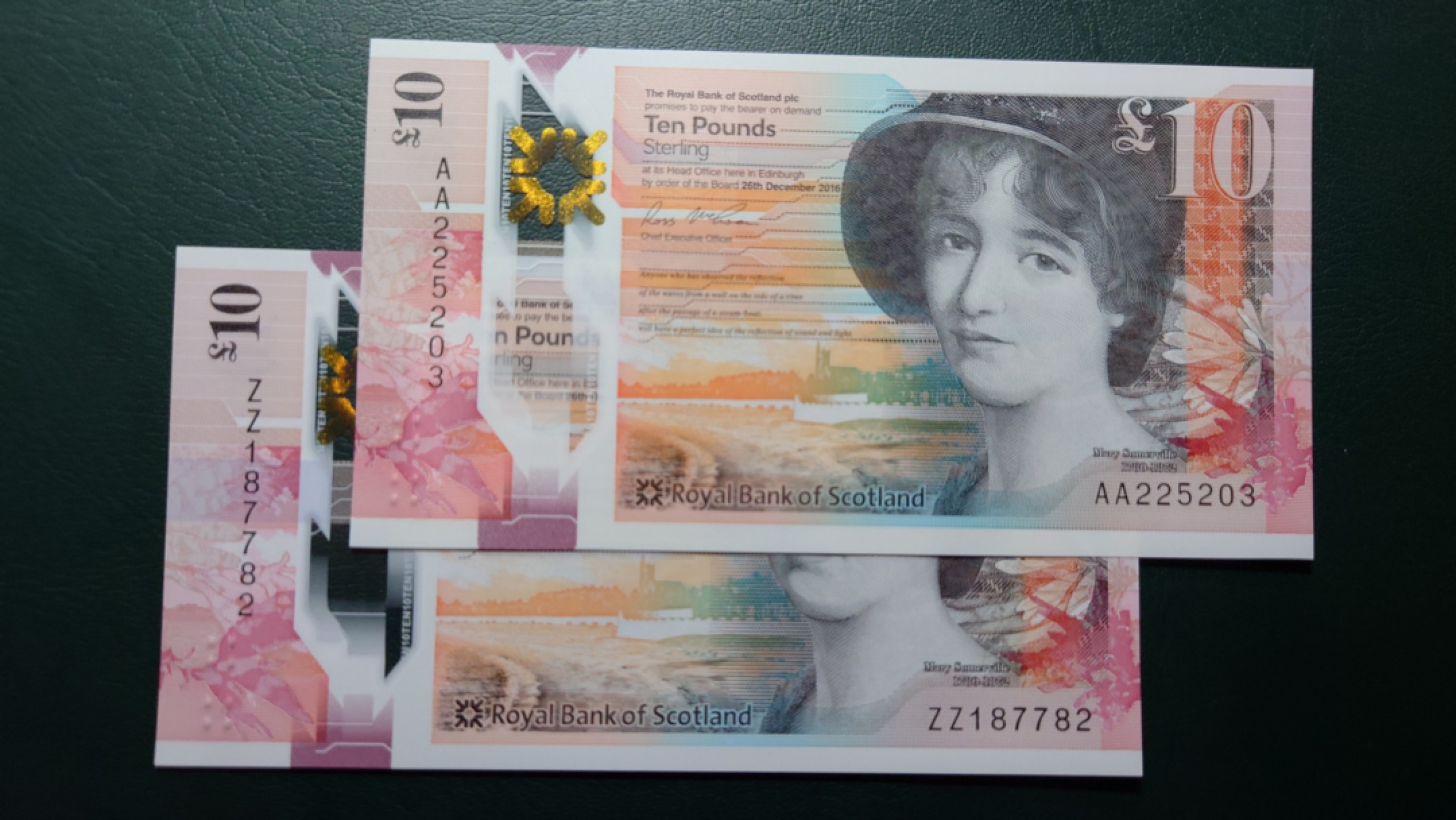 【世界钱币收藏】精选微拍第58期暨2023年第五期 新品裸钞评级币混合场 2016年皇家苏格兰银行10镑 AA首发+ZZ补号各一张 全新绝品（二）
