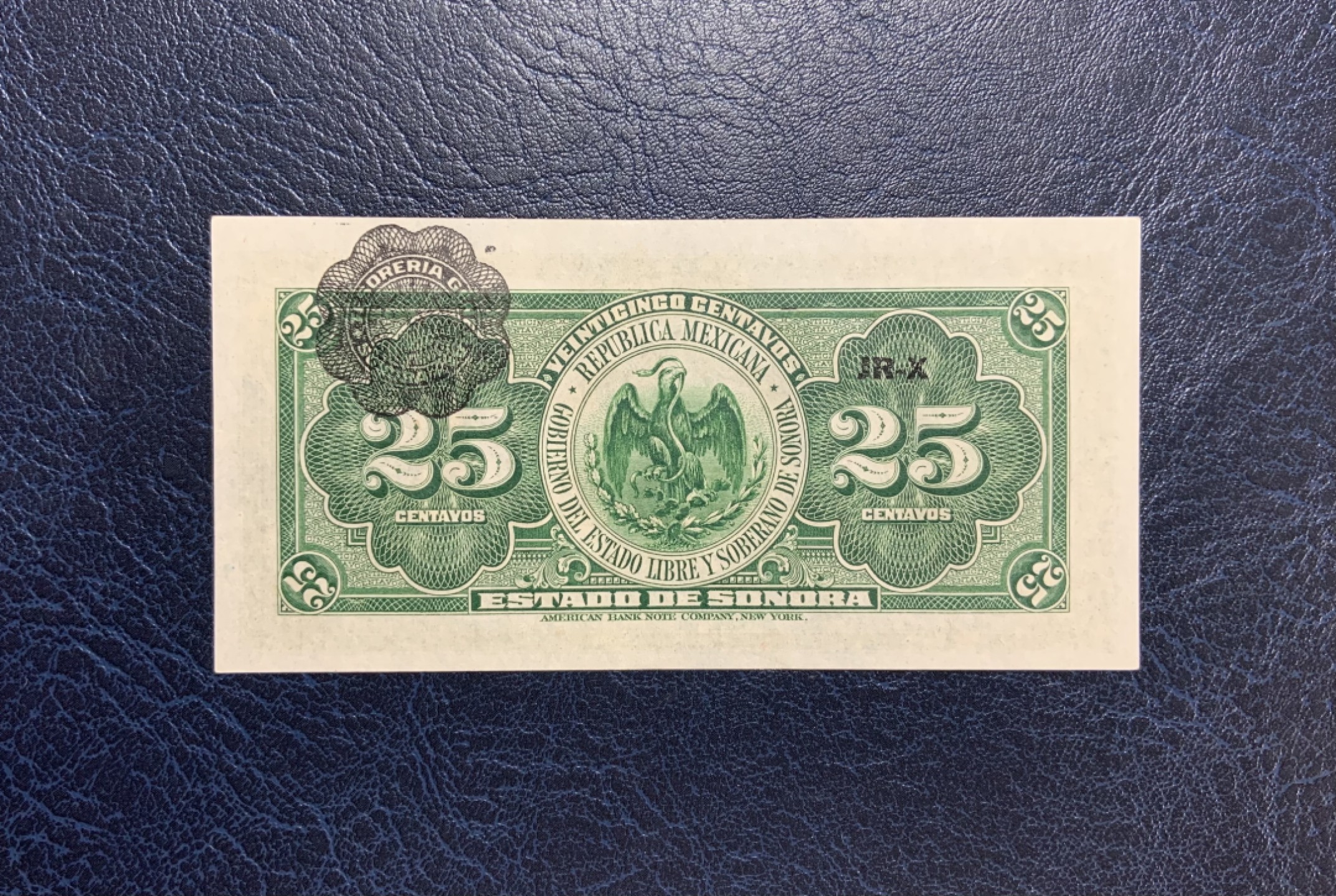 收藏联盟Quantum Auction 第251期拍卖  墨西哥1915年25分 品相全新UNC 美钞代印 百年老票 短冠号